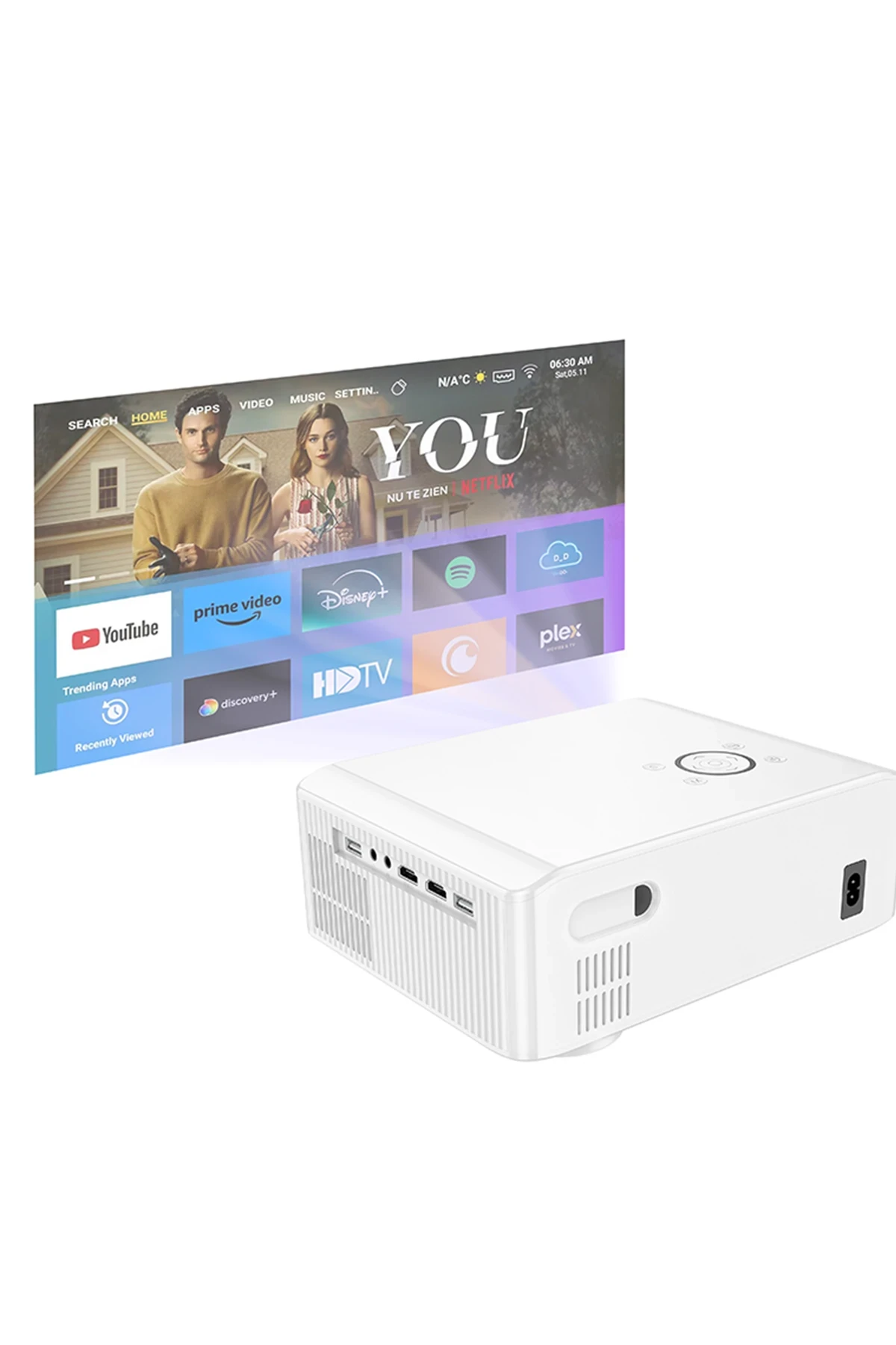 Hoco. DT3 Smart Elektrik Otomatik Odaklanma Özellikli 1080P Android Wifi Kablolu Projeksiyon Cihazı