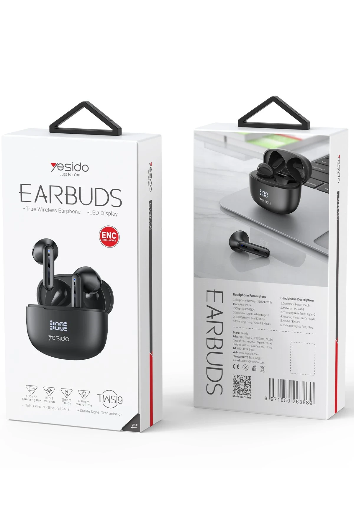 Yesido TWS19 Aktif Gürültü Engelleyici Özellikli Dijital Şarj Göstergeli BT 5.3 Kablosuz Airpods Kulaklık