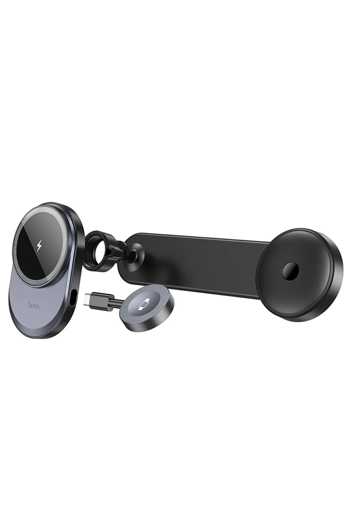 Hoco. HW28 Excelso Yapışkanlı 15W Kablosuz Şarj ve 2.5W Kablosuz Saat Şarj Destekli Magsafe Araç Tutucu