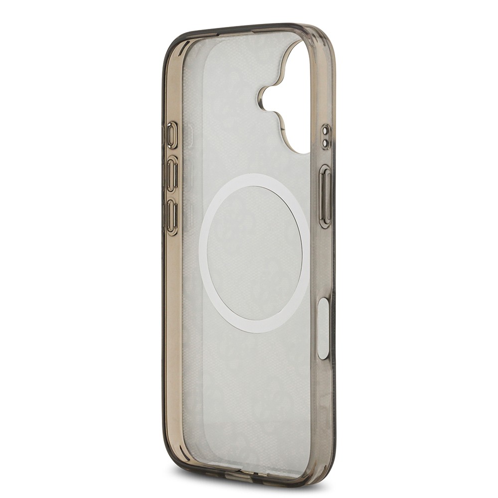Apple iPhone 17 Kılıf Guess Orjinal Lisanslı M-safe Şarj Özellikli IML Peony ve 4G Desenli Klasik Logolu Kapak