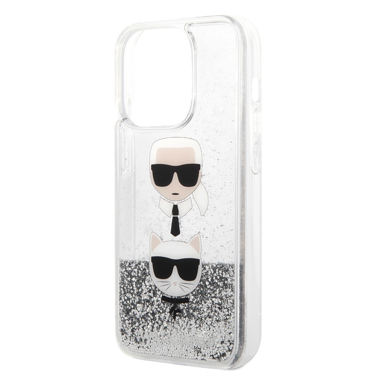 Apple iPhone 14 Pro Kılıf Karl Lagerfeld Sıvılı Simli K&C Head Dizayn Kapak