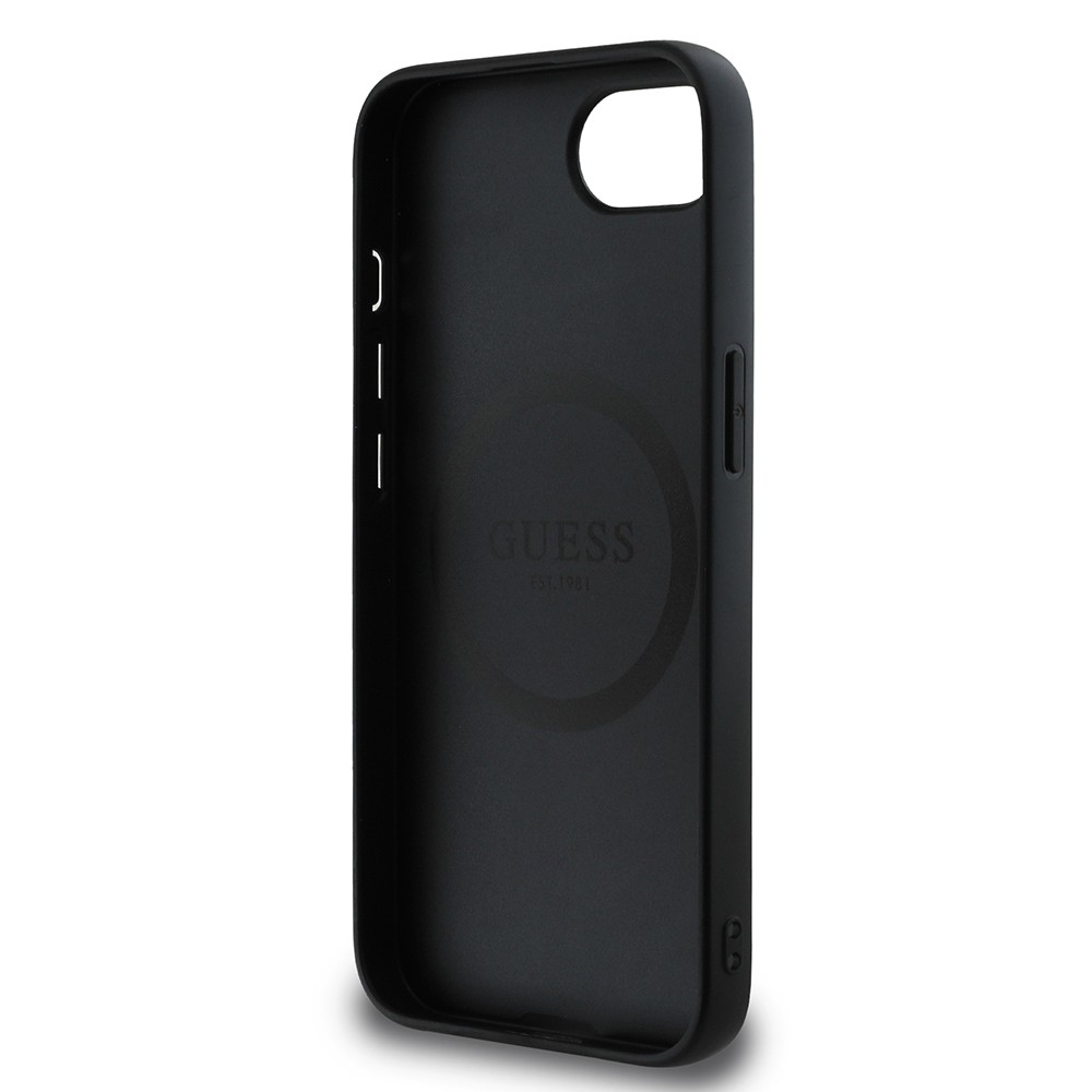 Apple iPhone 16E Kılıf Guess Orjinal Lisanslı M-safe Şarj Özellikli Grained Triangle Kapak
