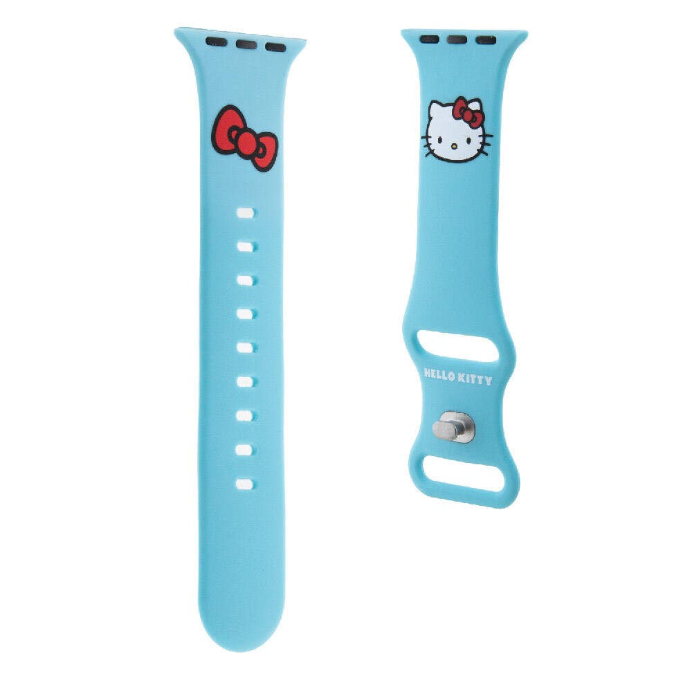 Apple Watch 7 41mm Hello Kitty Orjinal Lisanslı Yazı Logolu Fiyonk & Kitty Head Silikon Kordon
