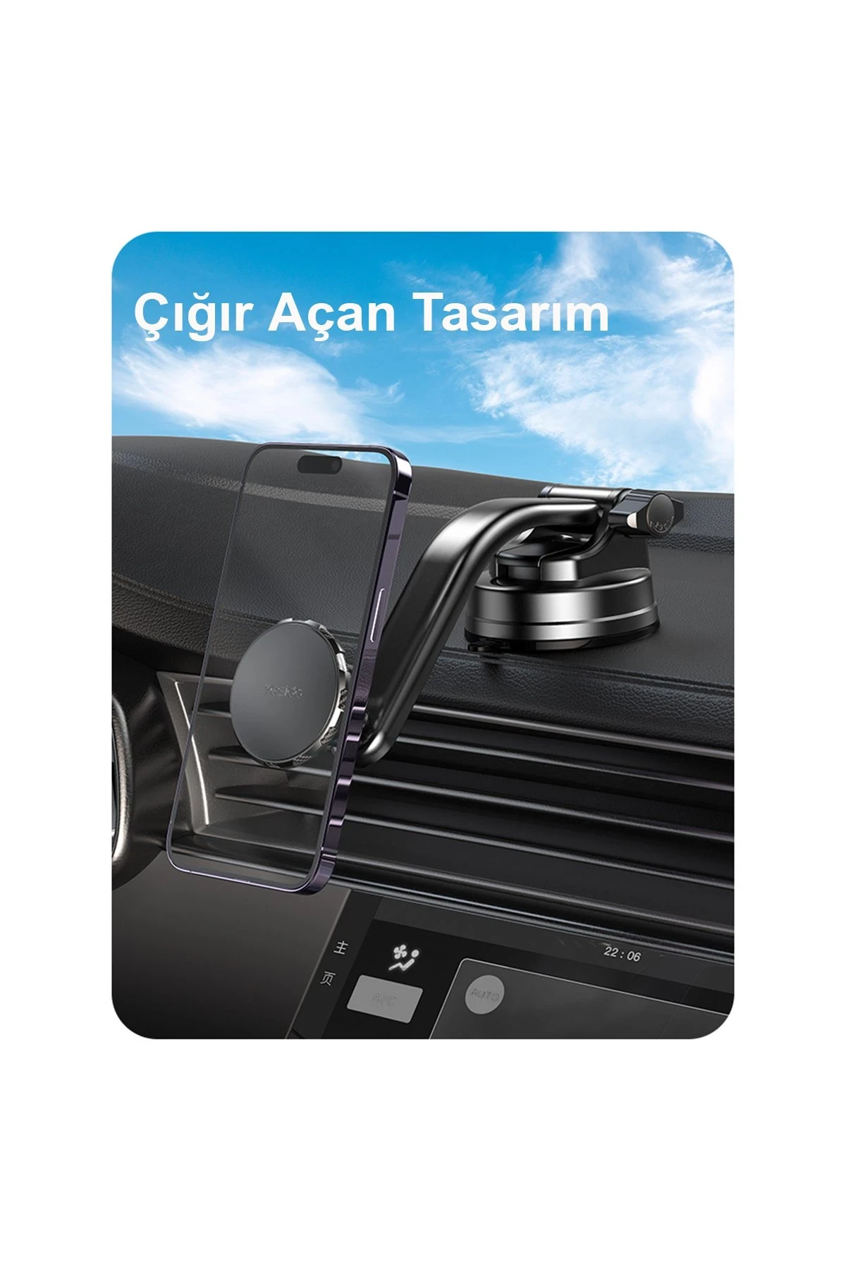 Yesido C159 2in1 Izgara Klipsli ve Yapışkanlı 360 Derece Ayarlanabilir Manyetik Magsafe Araç Tutucu