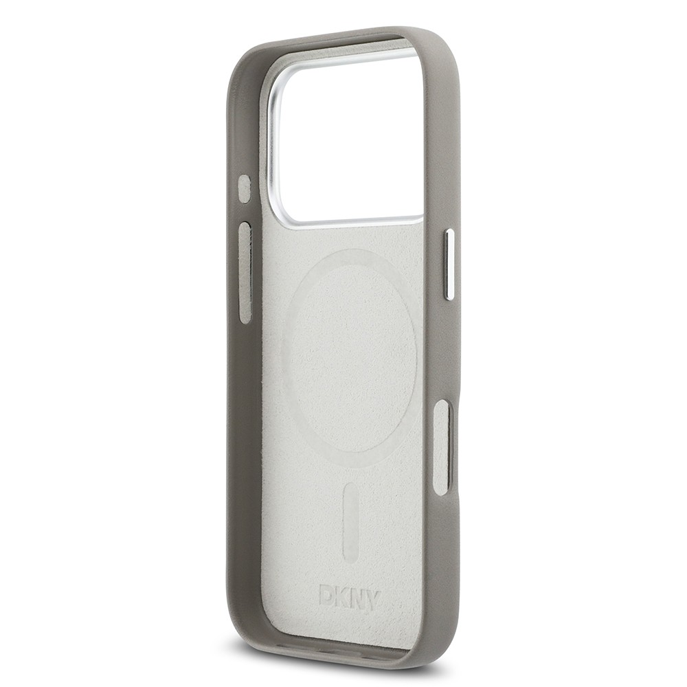 Apple iPhone 17 Pro Kılıf DKNY Orjinal Lisanslı M-safe Şarj Özellikli PU Büyük Dikey Logolu Kapak