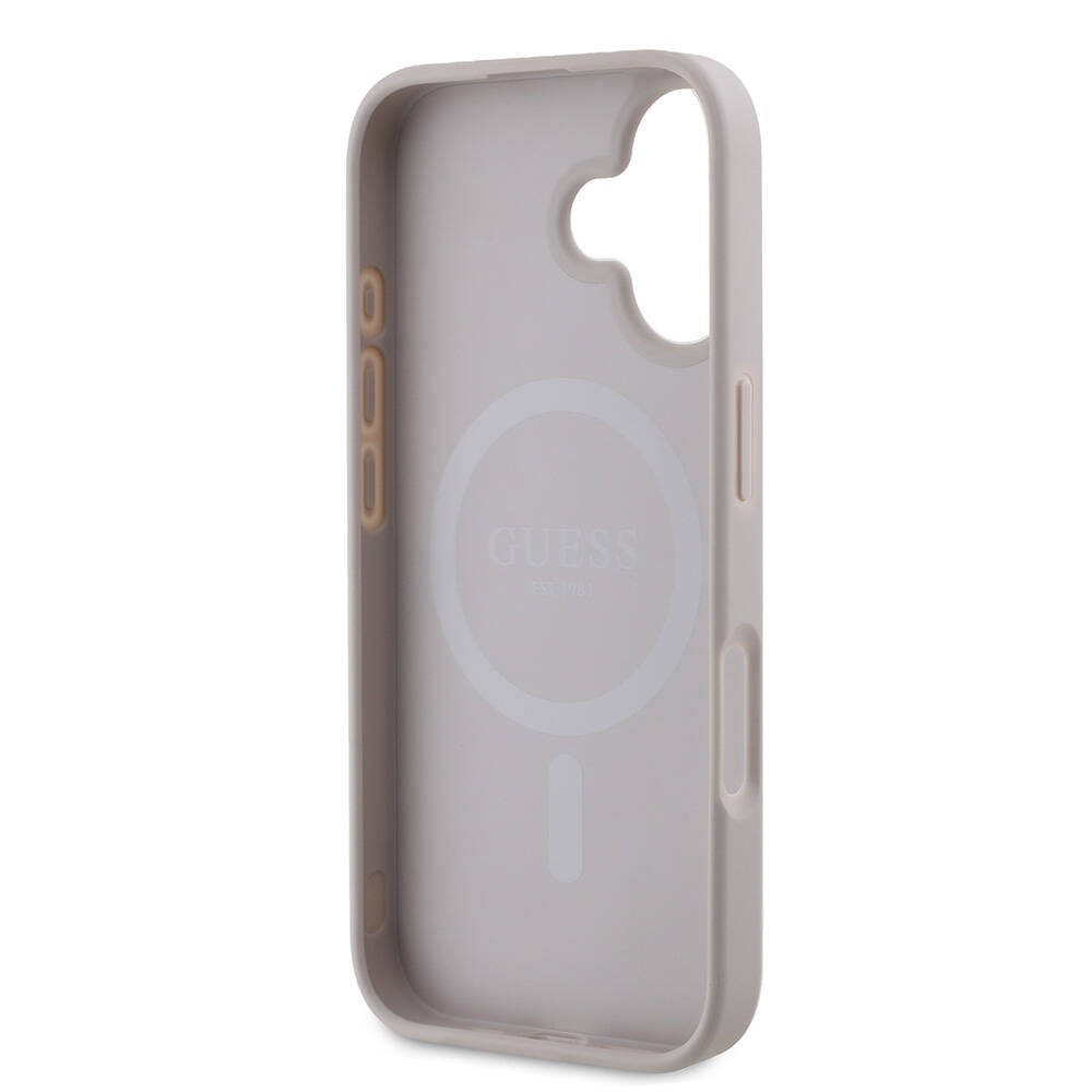 Apple iPhone 16 Kılıf Guess Orjinal Lisanslı M-safe Şarj Özellikli 4G Desenli Yazı Logolu Peony Kapak
