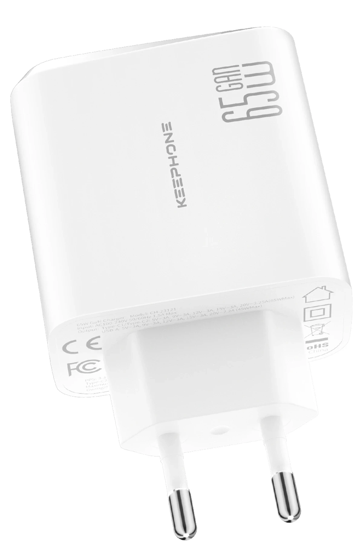 Keephone GaN Wall CH23121 2 Adet 65W Type-C ve 1 Adet 45W USB Çıkışlı GaN Şarj Cihazı