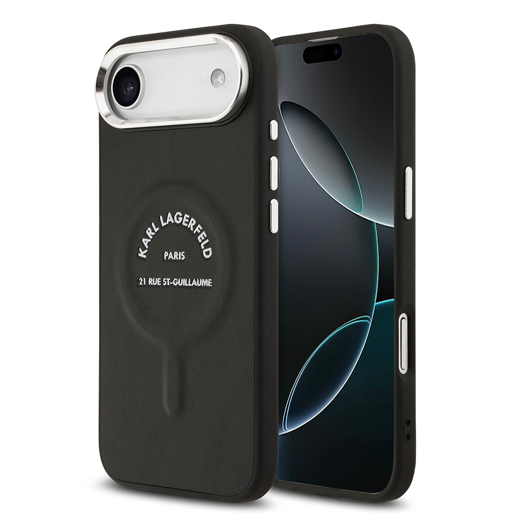 Apple iPhone 17 Air Kılıf Karl Lagerfeld Orjinal Lisanslı M-safe Şarj Özellikli Metal Kamera ve Buton Tasarımlı Paris RSG PU Deri Kapak