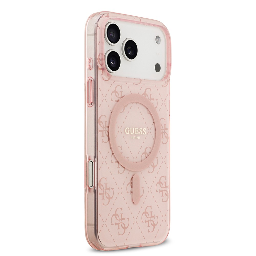 Apple iPhone 17 Pro Kılıf Guess Orjinal Lisanslı M-safe Şarj Özellikli IML Baskılı Klasik Logolu 4G Desenli Kapak