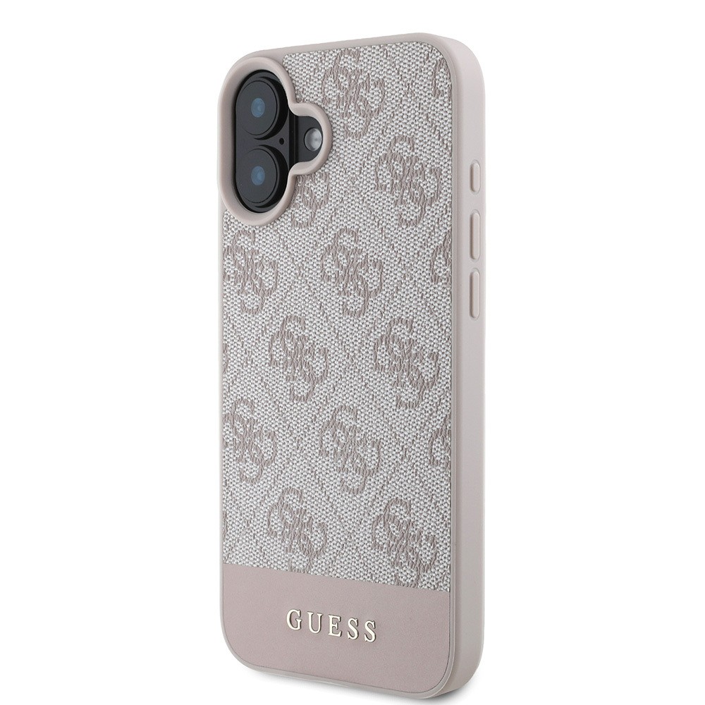Apple iPhone 16 Kılıf Guess Orjinal Lisanslı PU Deri Şerit Logo Dizaynlı Kapak
