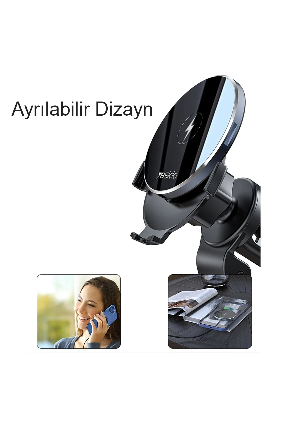 Yesido C131 Izgara Klipsli 15W Kablosuz Şarjlı Magsafe Araç Tutucu
