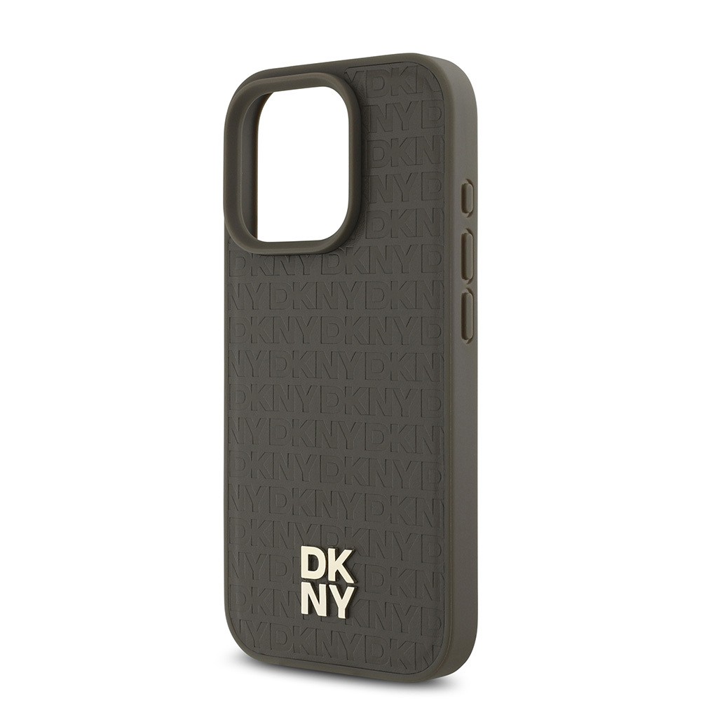 Apple iPhone 16 Pro Kılıf DKNY Orjinal Lisanslı M-safe Şarj Özellikli 3D Yazılı Repeat Pattern Kapak