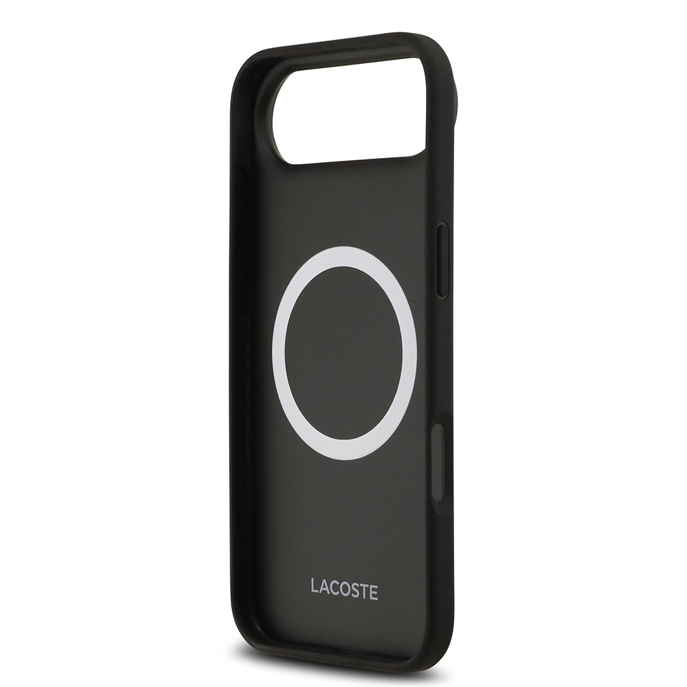 Apple iPhone 17 Air Kılıf Lacoste Orjinal Lisanslı M-safe Şarj Özellikli PU Deri Tasarımlı Metal Logolu Kapak