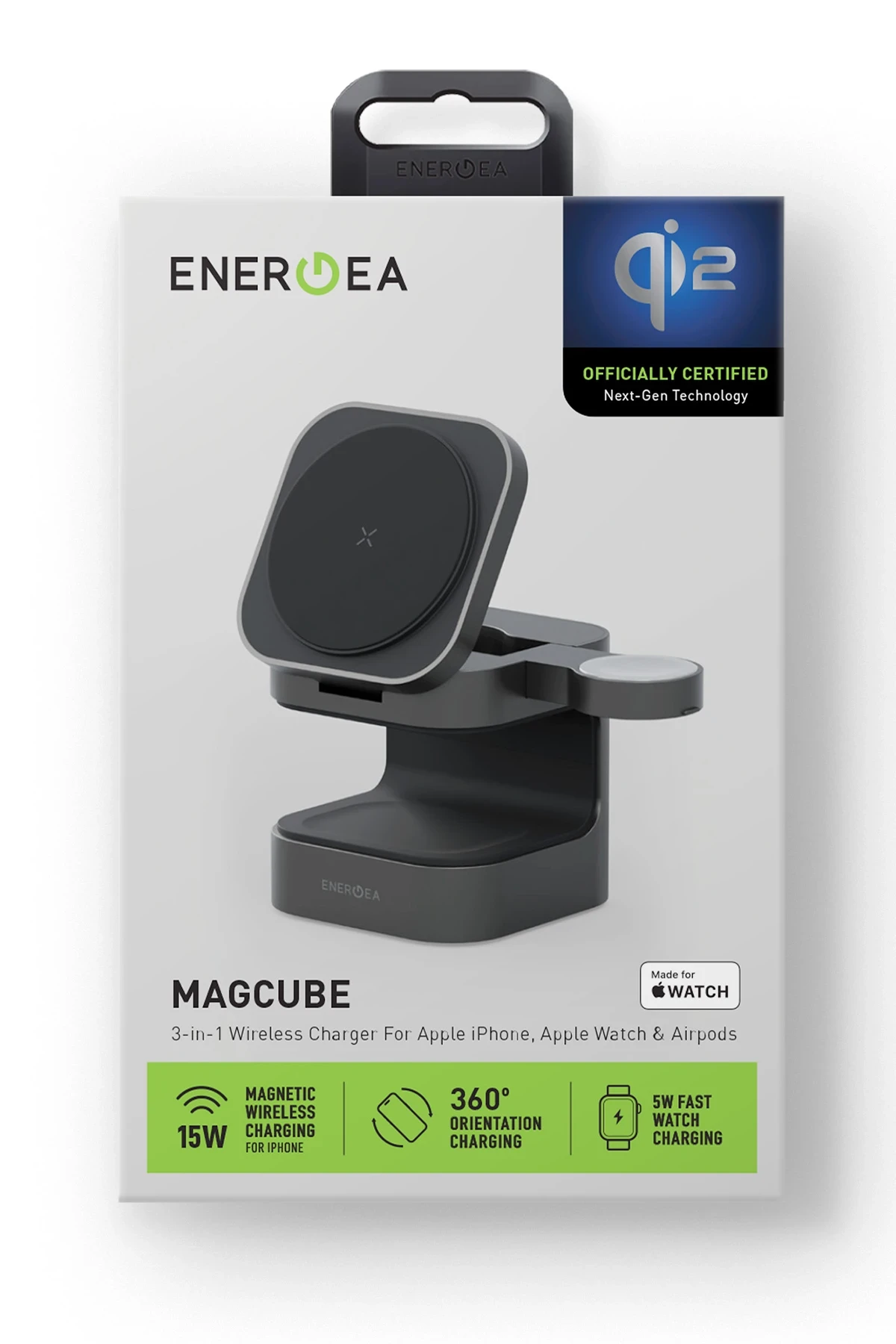 Energea MagCube 3in1 Katlanabilir 15W Telefon Saat Airpods Masaüstü Hızlı Şarj Standı
