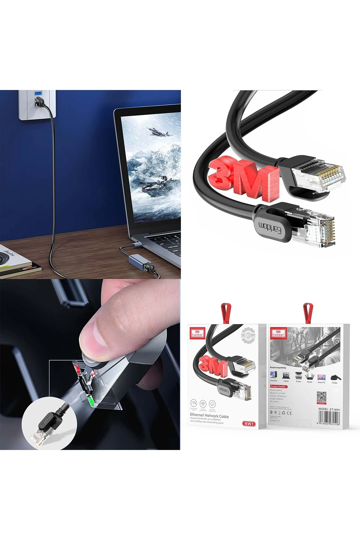 Earldom NW1 3M Cat 6 Ethernet Network Kablosu