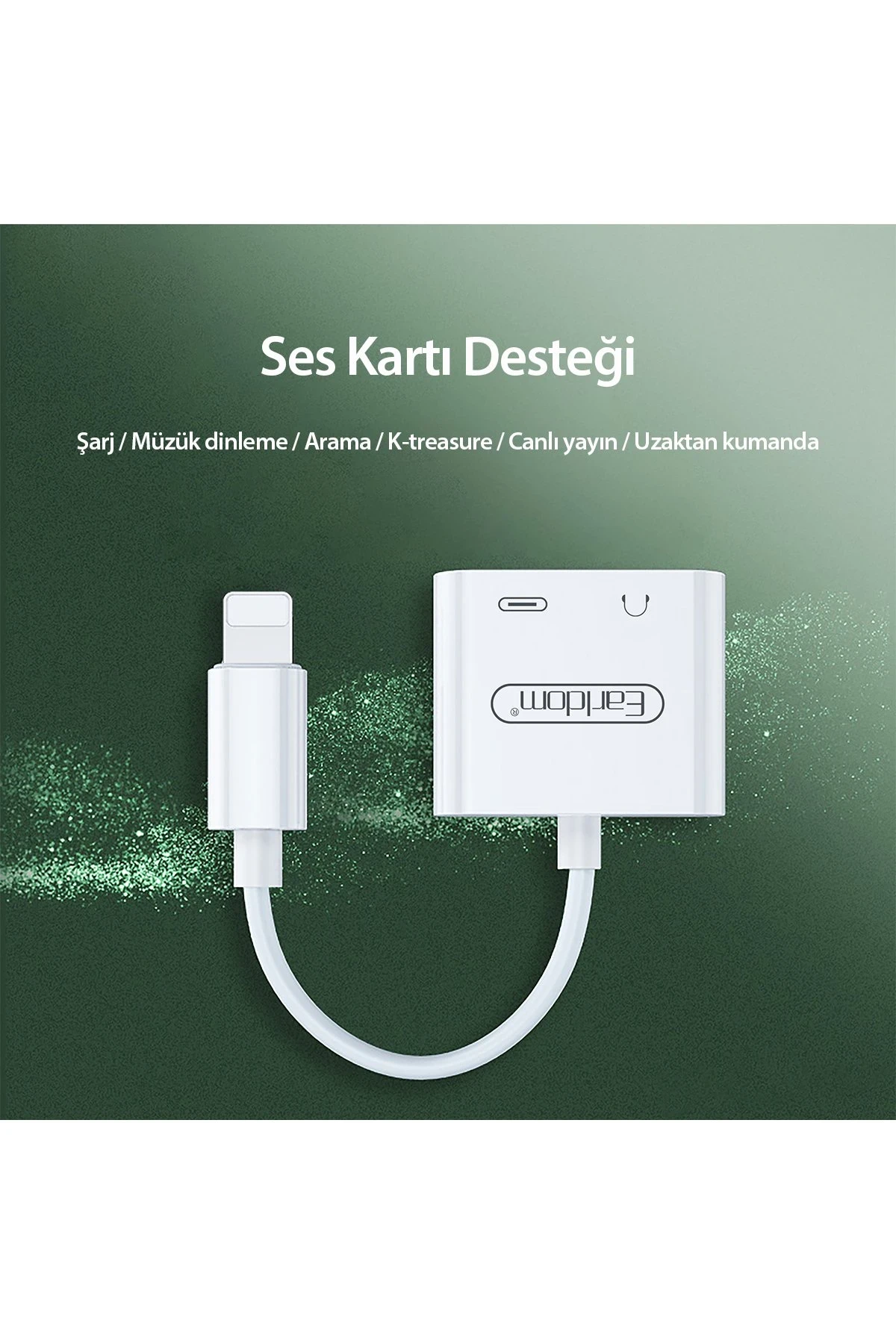Earldom OT46 Tak Çalıştır Lightning to 2in1 Type-C ve Aux Dönüştürücü