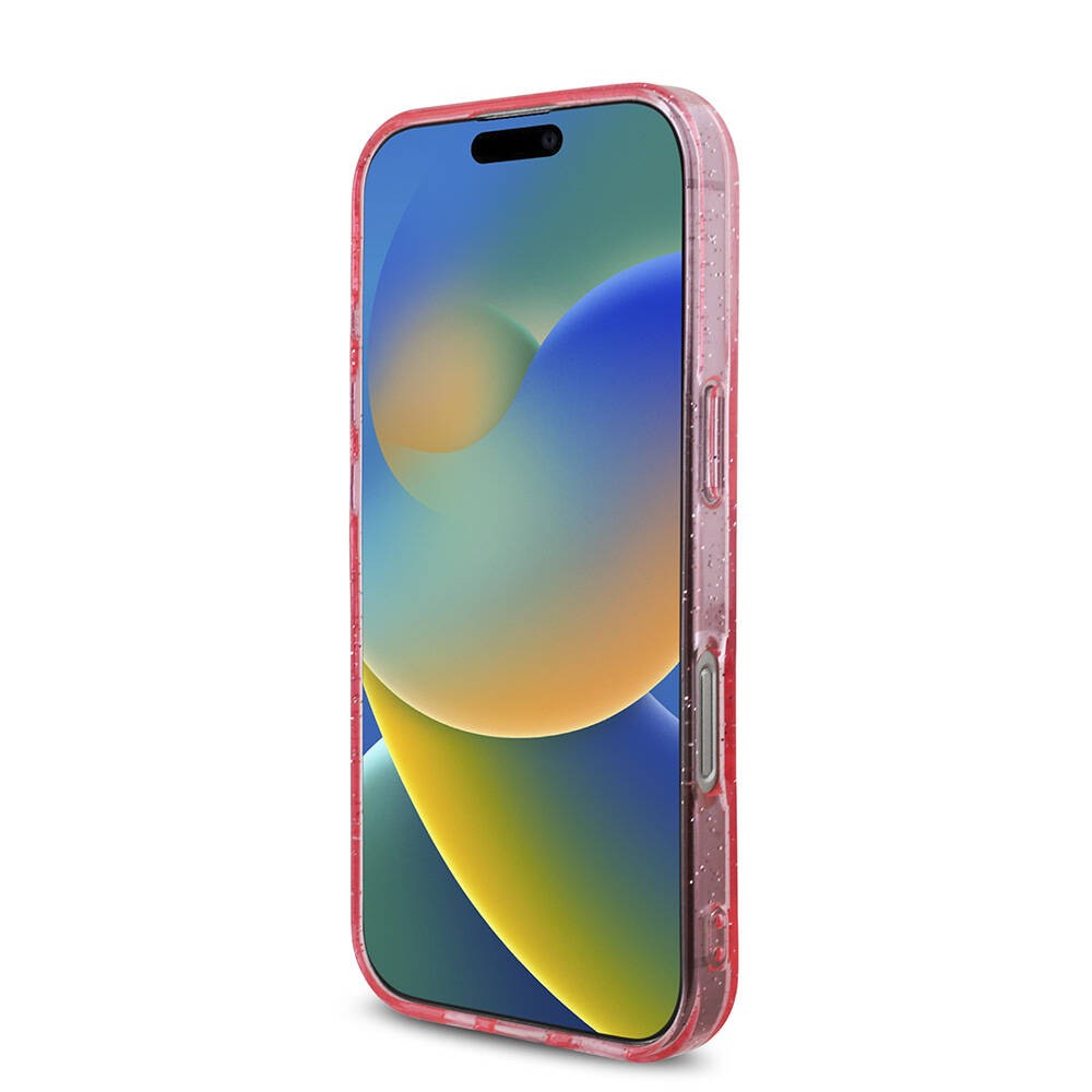 Apple iPhone 16 Pro Kılıf Guess Orjinal Lisanslı M-safe Şarj Özellikli Simli Silikon İnci Bileklikli Kapak