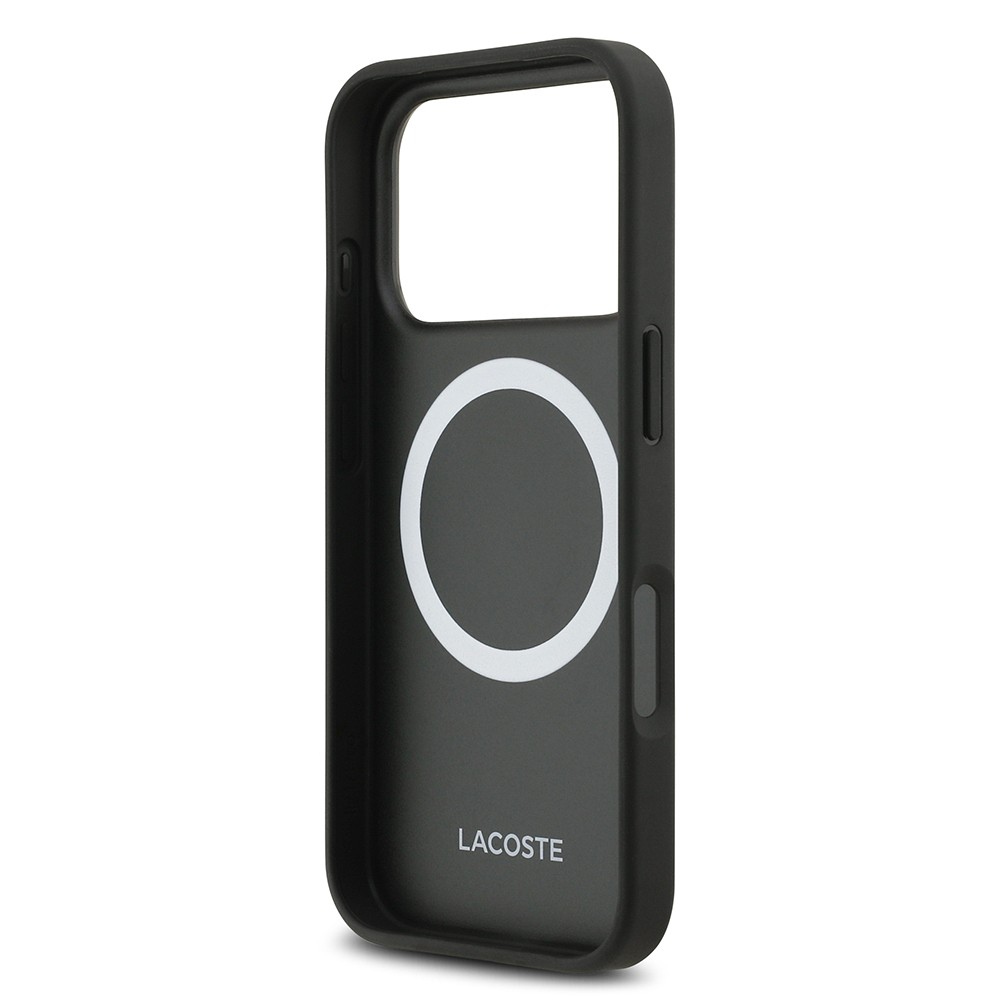 Apple iPhone 17 Pro Kılıf Lacoste Orjinal Lisanslı M-safe Şarj Özellikli PU Pike Desenli Metal Logolu Kartlıklı Kapak