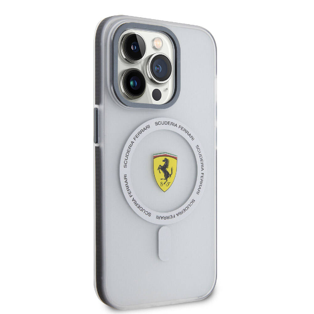 Apple iPhone 15 Pro Kılıf Ferrari Orjinal Lisanslı M-safe Şarj Özellikli Kontrast Bumper SF Ring Kapak
