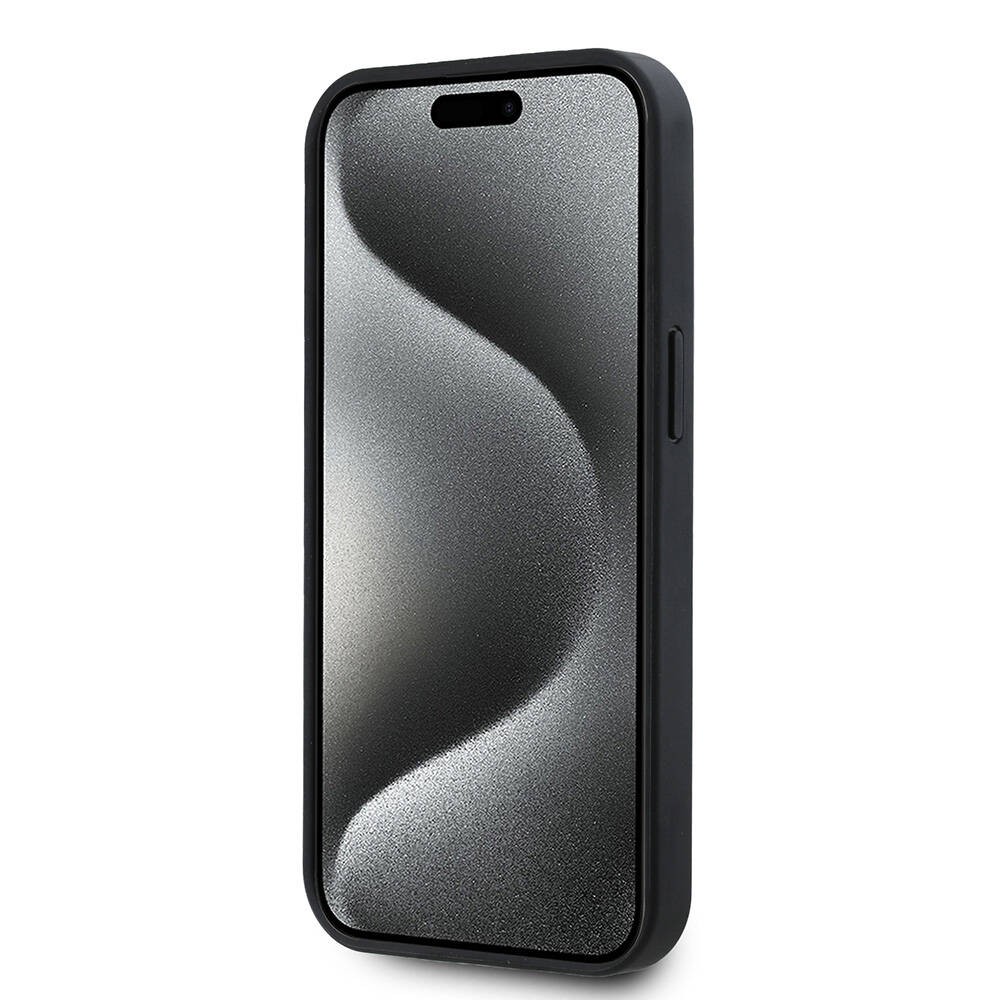 Apple iPhone 15 Kılıf Karl Lagerfeld Orjinal Lisanslı M-safe Şarj Özellikli KL Yazılı Hot Stamp Kapak