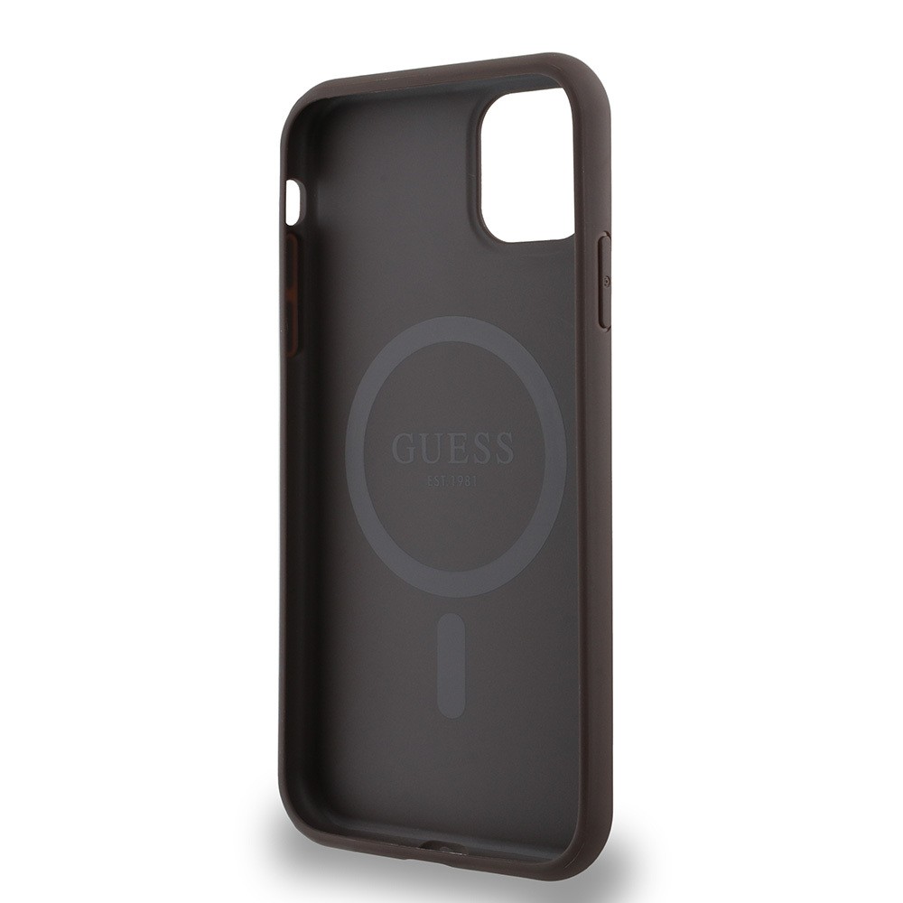 Apple iPhone 11 Kılıf Guess Orjinal Lisanslı M-safe Şarj Özellikli Small 4G Classic Kapak