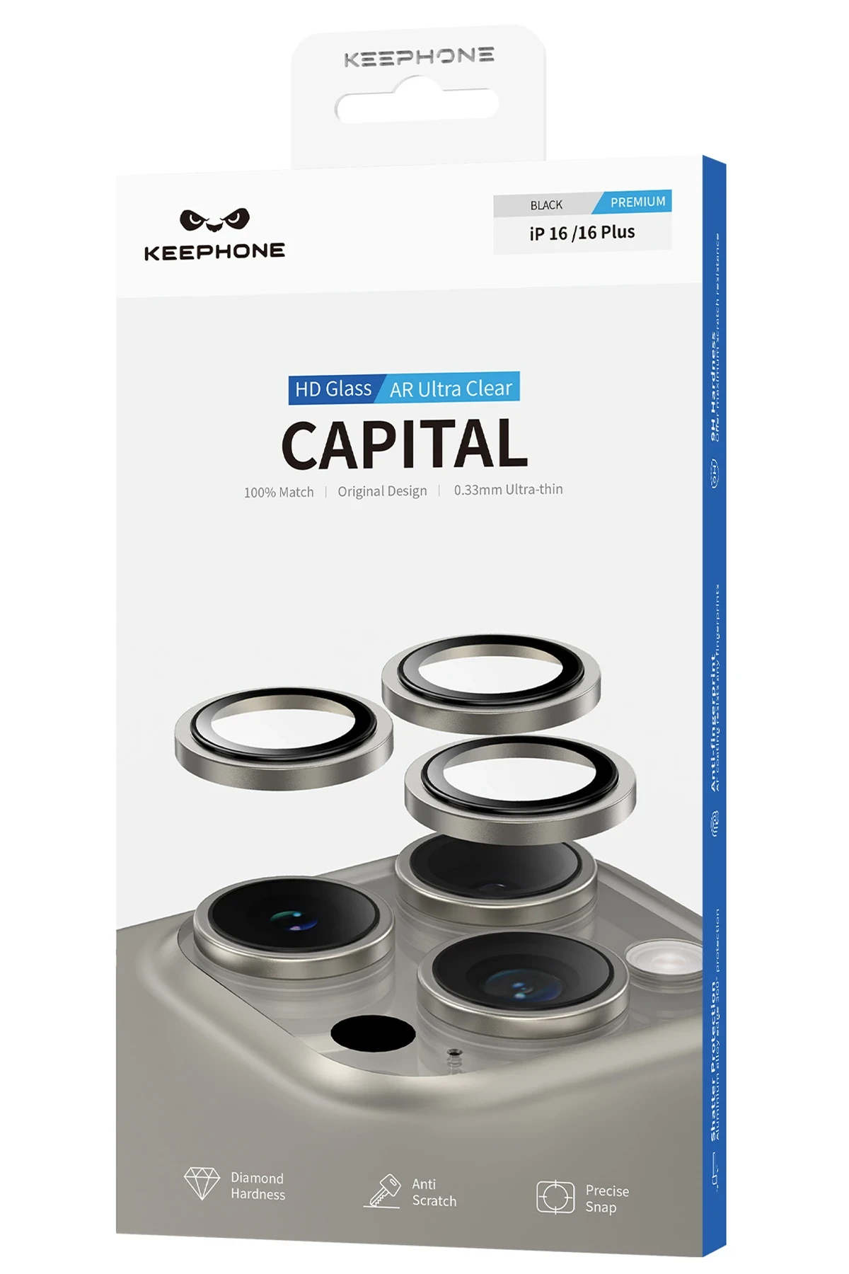 Keephone iPhone 16 Capital Alüminyum AR Kamera Lens Koruyucu