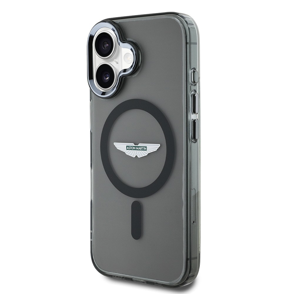 Apple iPhone 16 Kılıf Aston Martin Orjinal Lisanslı M-safe Şarj Özellikli IML Baskı Logolu Buzlu Kapak