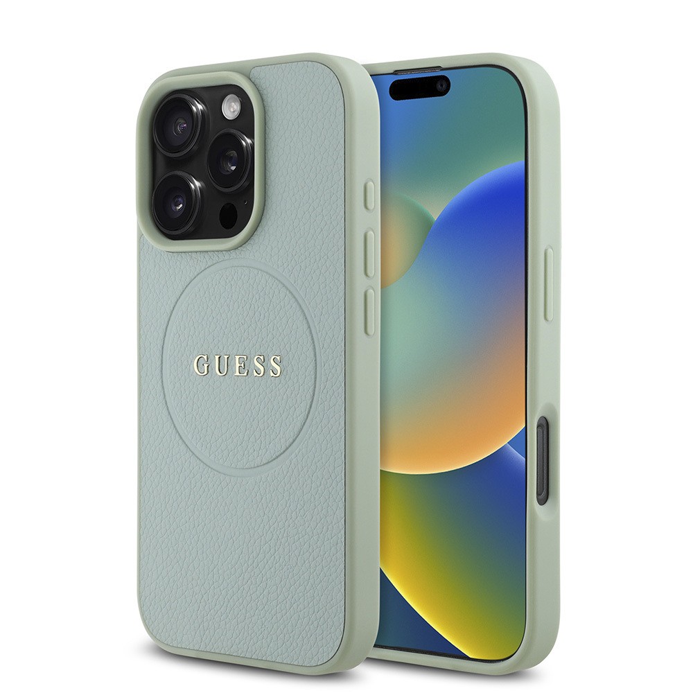 Apple iPhone 16 Pro Kılıf Guess Orjinal Lisanslı M-safe Şarj Özellikli Yazı Logolu Grained Kapak