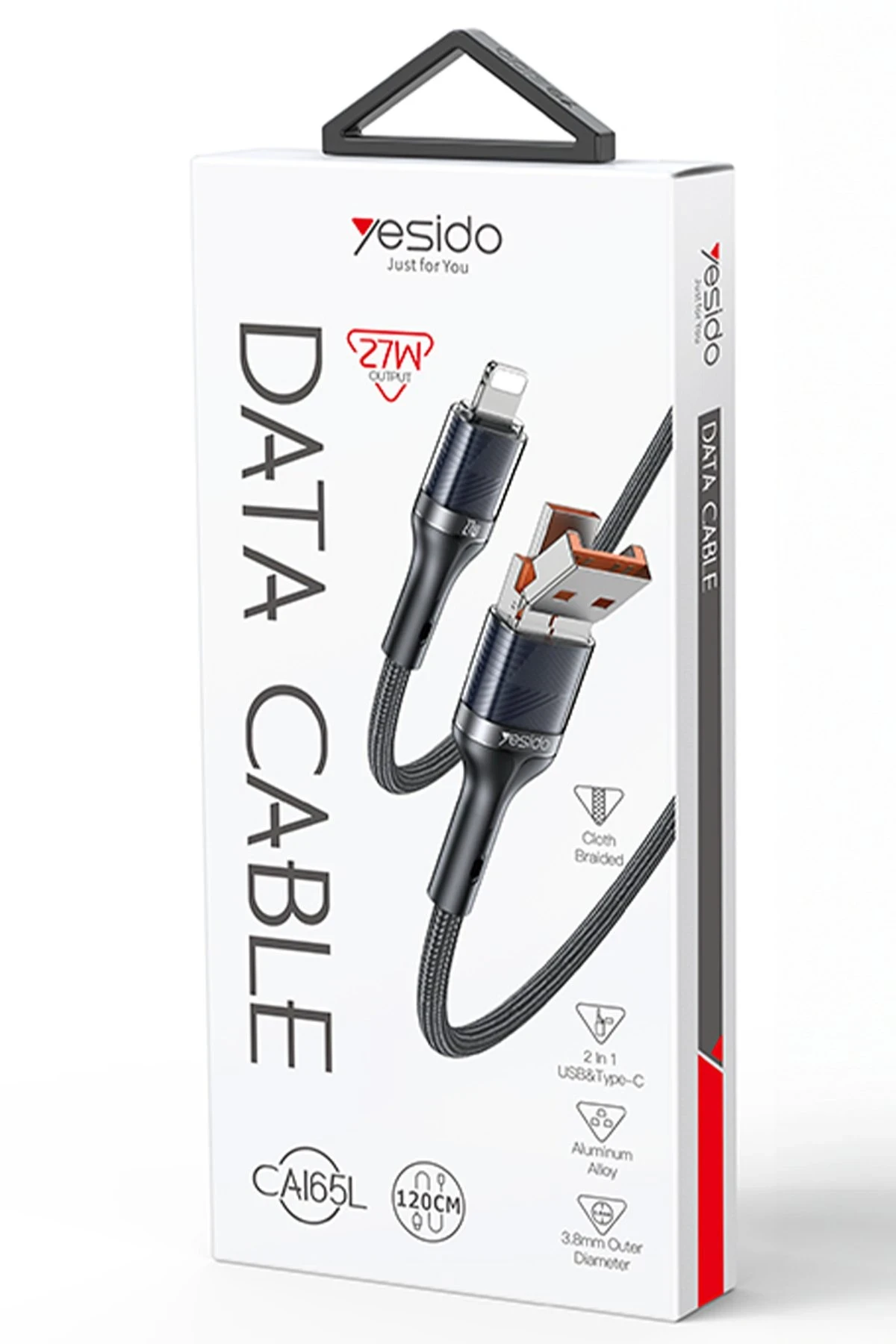 Yesido CA165L 1.2M Bir Ucu USB ve Type-C to Lightning PD Hızlı Şarj Kablosu