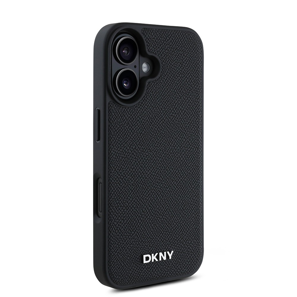 Apple iPhone 16 Kılıf DKNY Orjinal Lisanslı M-safe Şarj Özellikli Metal Logolu PU Deri Grained Kapak