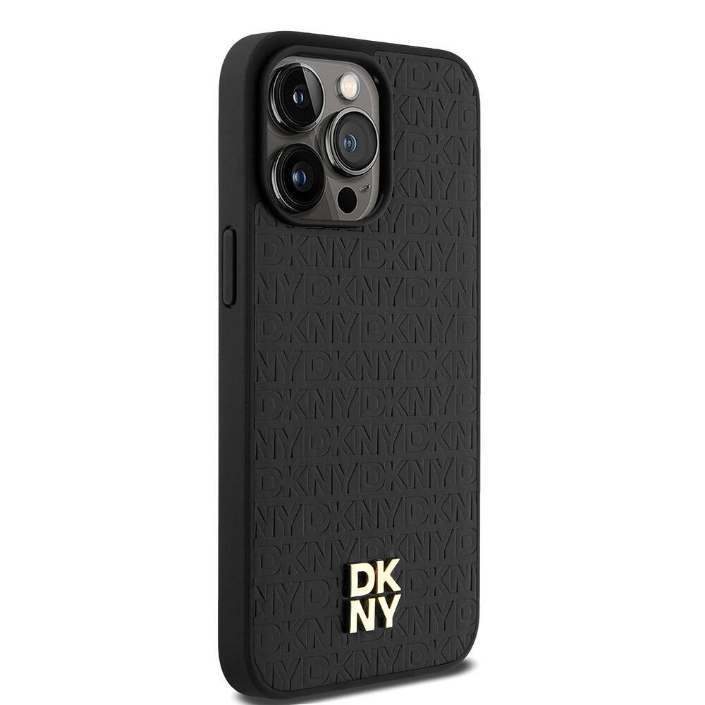Apple iPhone 15 Pro Max Kılıf DKNY Orjinal Lisanslı M-safe Şarj Özellikli 3D Yazılı Repeat Pattern Kapak