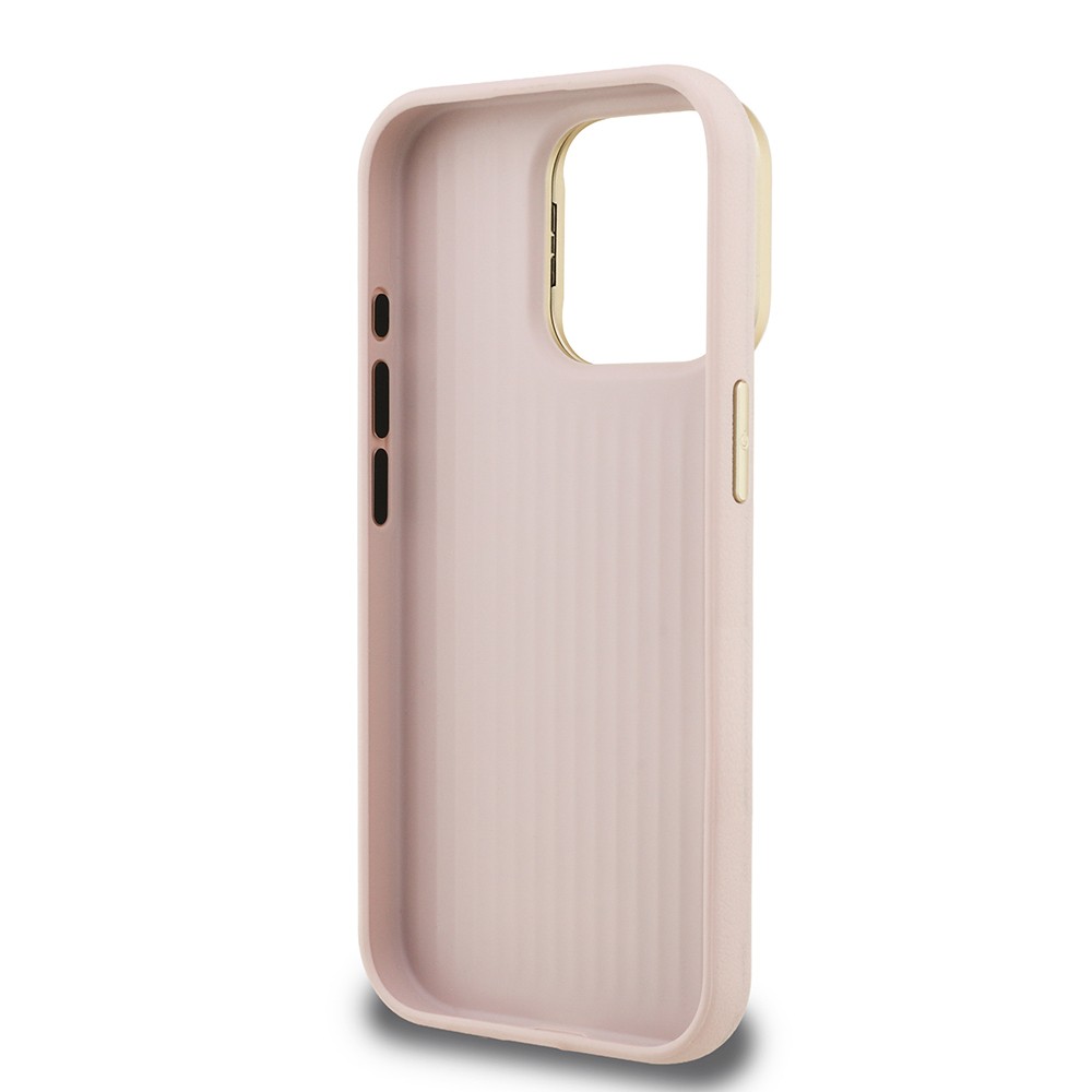 Apple iPhone 15 Pro Kılıf Guess Orjinal Lisanslı Grained Yazı Logolu Kamera Standlı Kapak