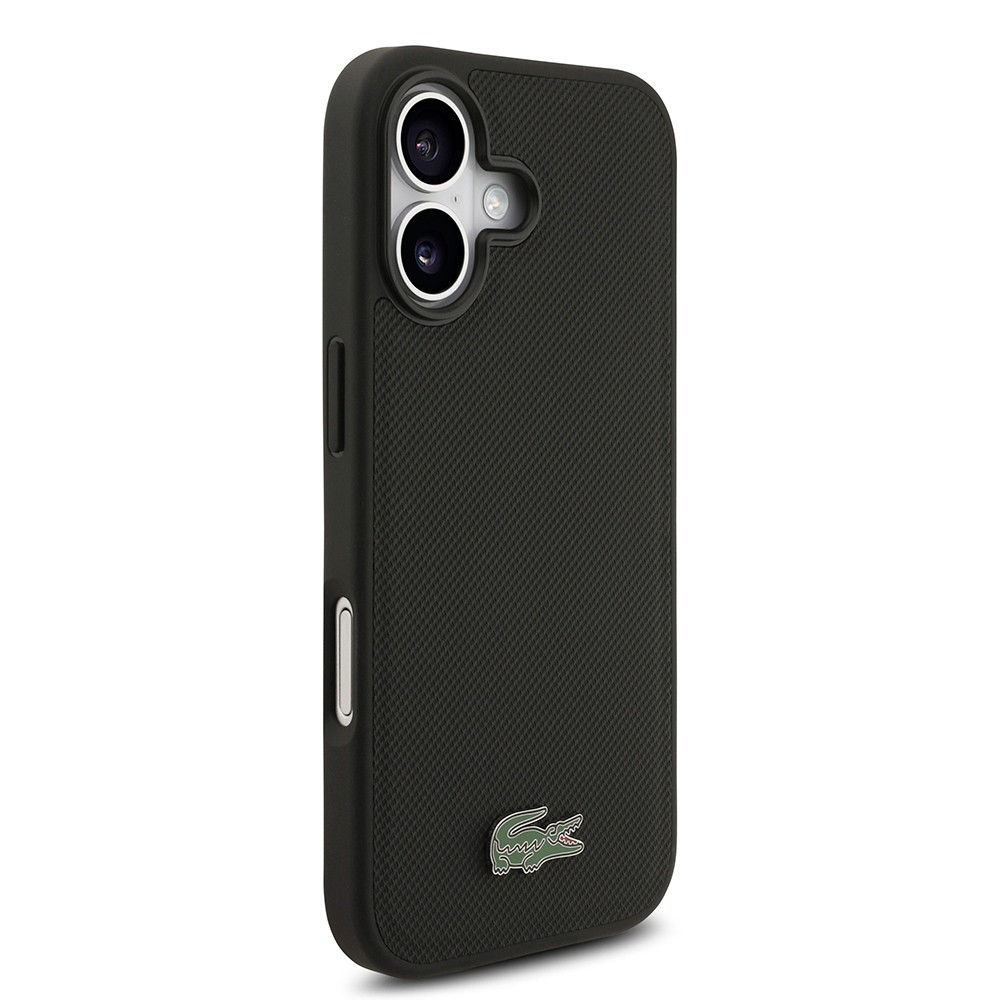 Apple iPhone 17 Kılıf Lacoste Orjinal Lisanslı M-safe Şarj Özellikli PU Pike Desenli Metal Logolu Kartlıklı Kapak
