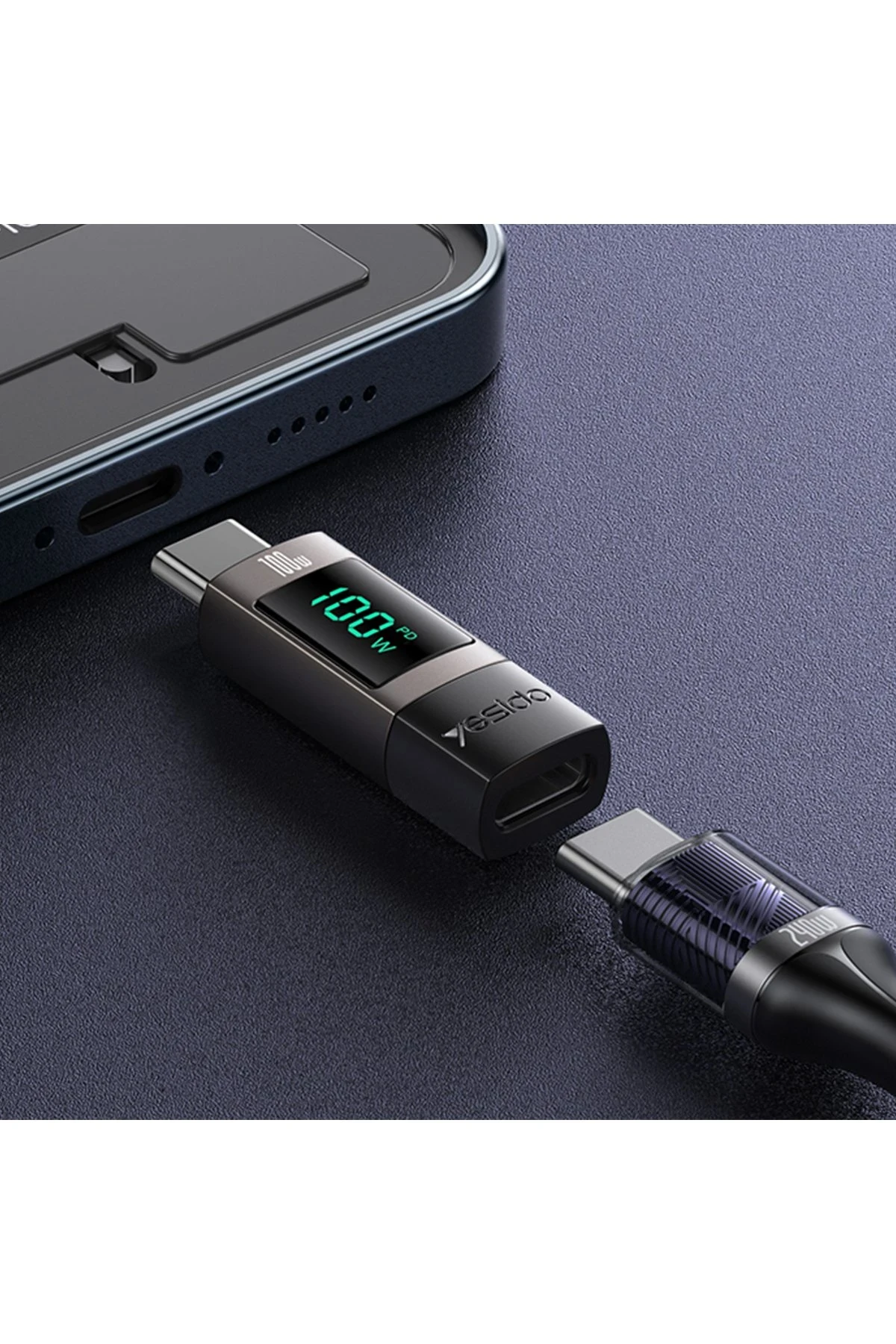 Yesido GS24 Type-C to Type-C 100W Dijital Ekranlı Dönüştürücü