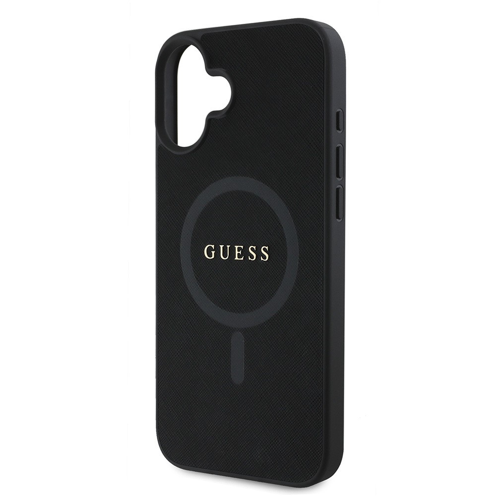 Apple iPhone 16 Kılıf Guess Orjinal Lisanslı M-safe Şarj Özellikli Yazı Logolu Saffiano Classic Kapak