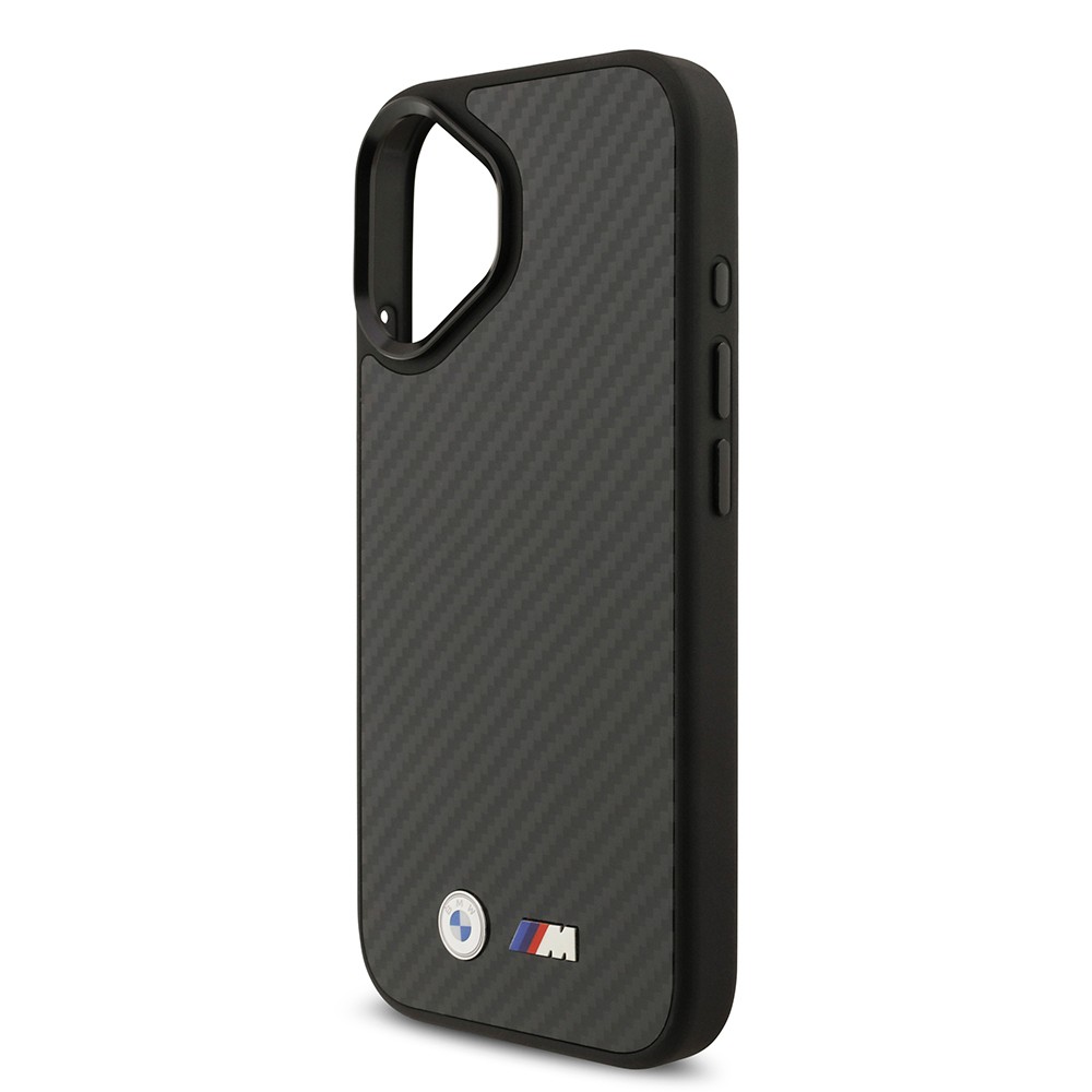 Apple iPhone 17 Kılıf BMW Orjinal Lisanslı M-safe Şarj Özellikli Karbon Fiber Metal Logolu Kapak