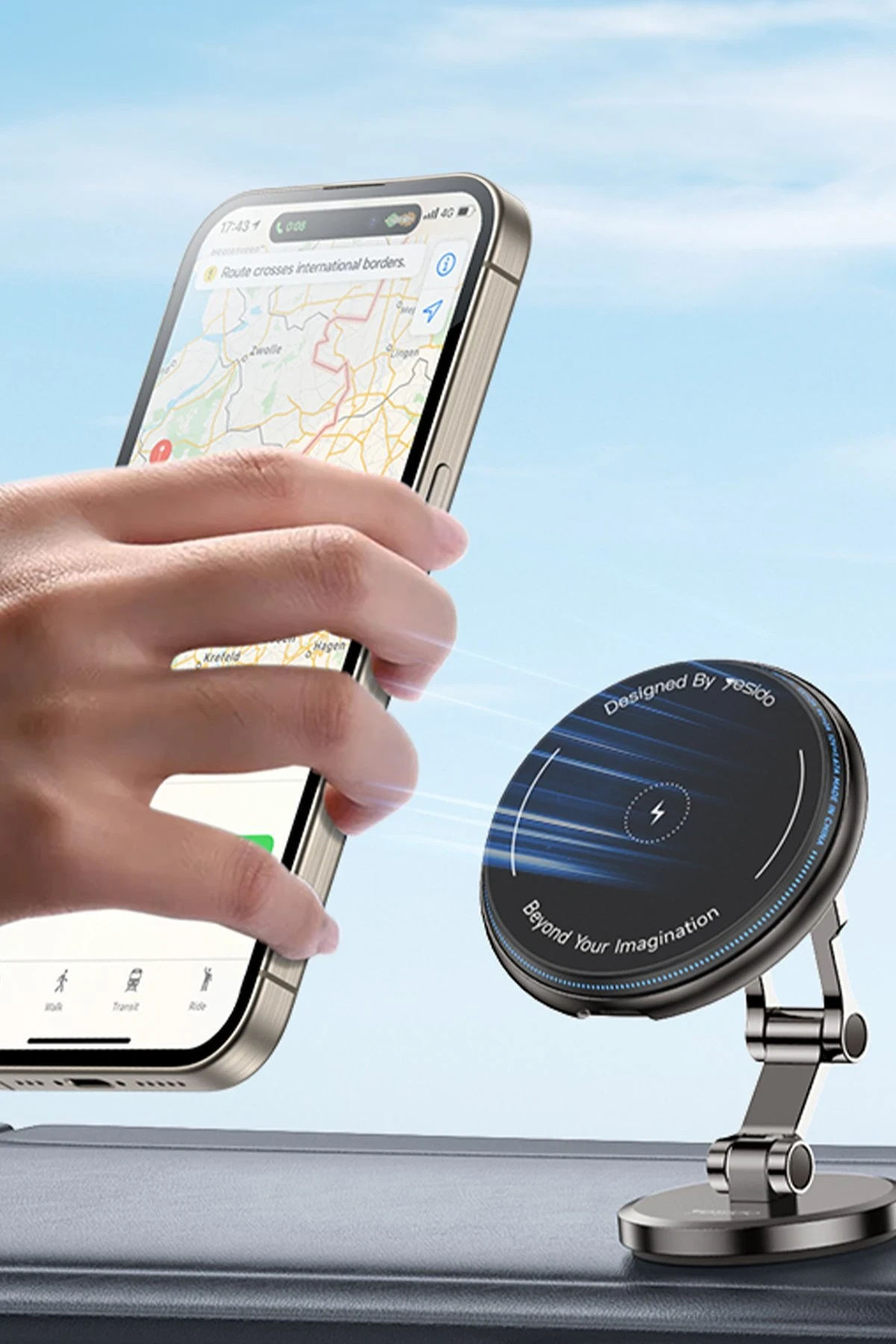 Yesido C306 Yapışkanlı 360 Derece Ayarlanabilir 15W Kablosuz Şarjlı Magsafe Araç Tutucu