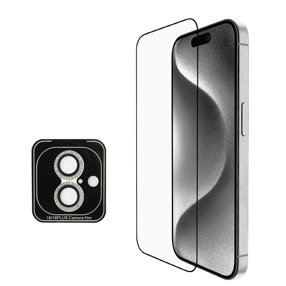 Apple iPhone 16 Guess Orjinal Lisanslı Kılıf + Ekran Koruyucu + Lens Koruyucu 3in1 Aksesuar Seti