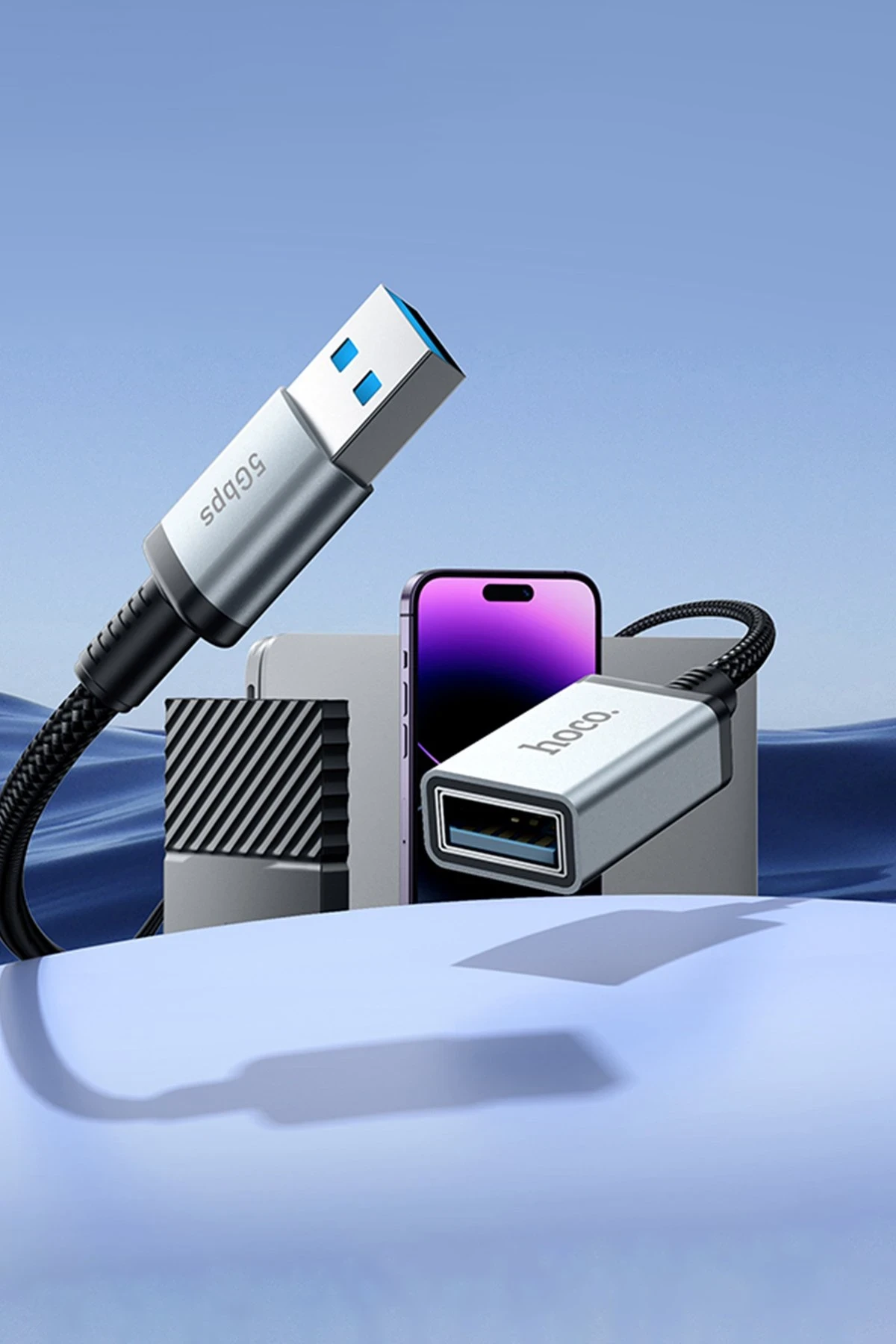 Hoco. US10 50cm 5 GBPS Hız Tak Çalıştır USB 3.0 to USB 3.0 Uzatma Kablosu