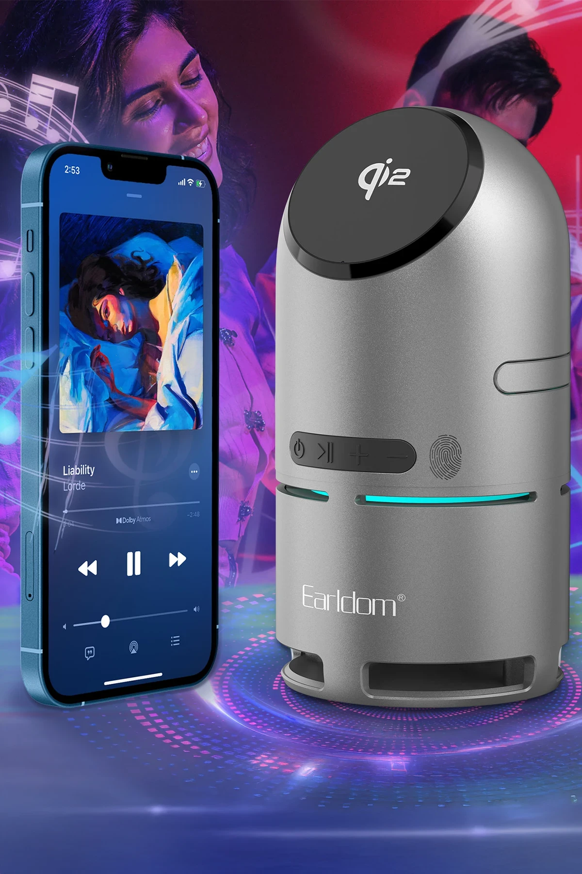 Earldom WC77 3in1 15W Telefon 2.5W Saat ve 5W Airpods İçin Dahili Hoparlörlü Kablosuz Şarj Standı