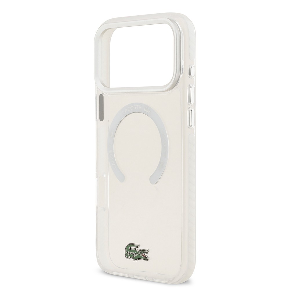 Apple iPhone 17 Pro Max Kılıf Lacoste Orjinal Lisanslı M-safe Şarj Özellikli İkonik Timsah Logolu Buzlu Kapak