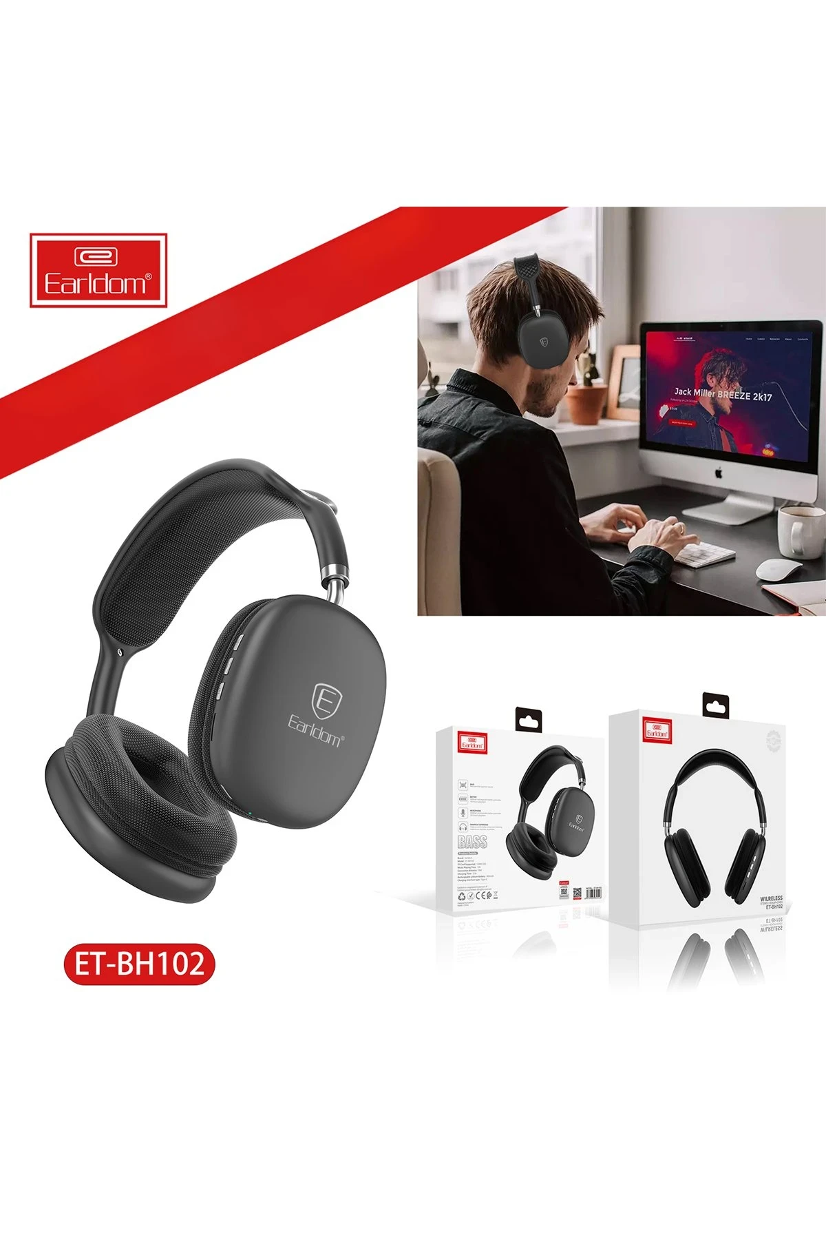 Earldom BH102 Kafaüstü Bluetooth Kulaklık