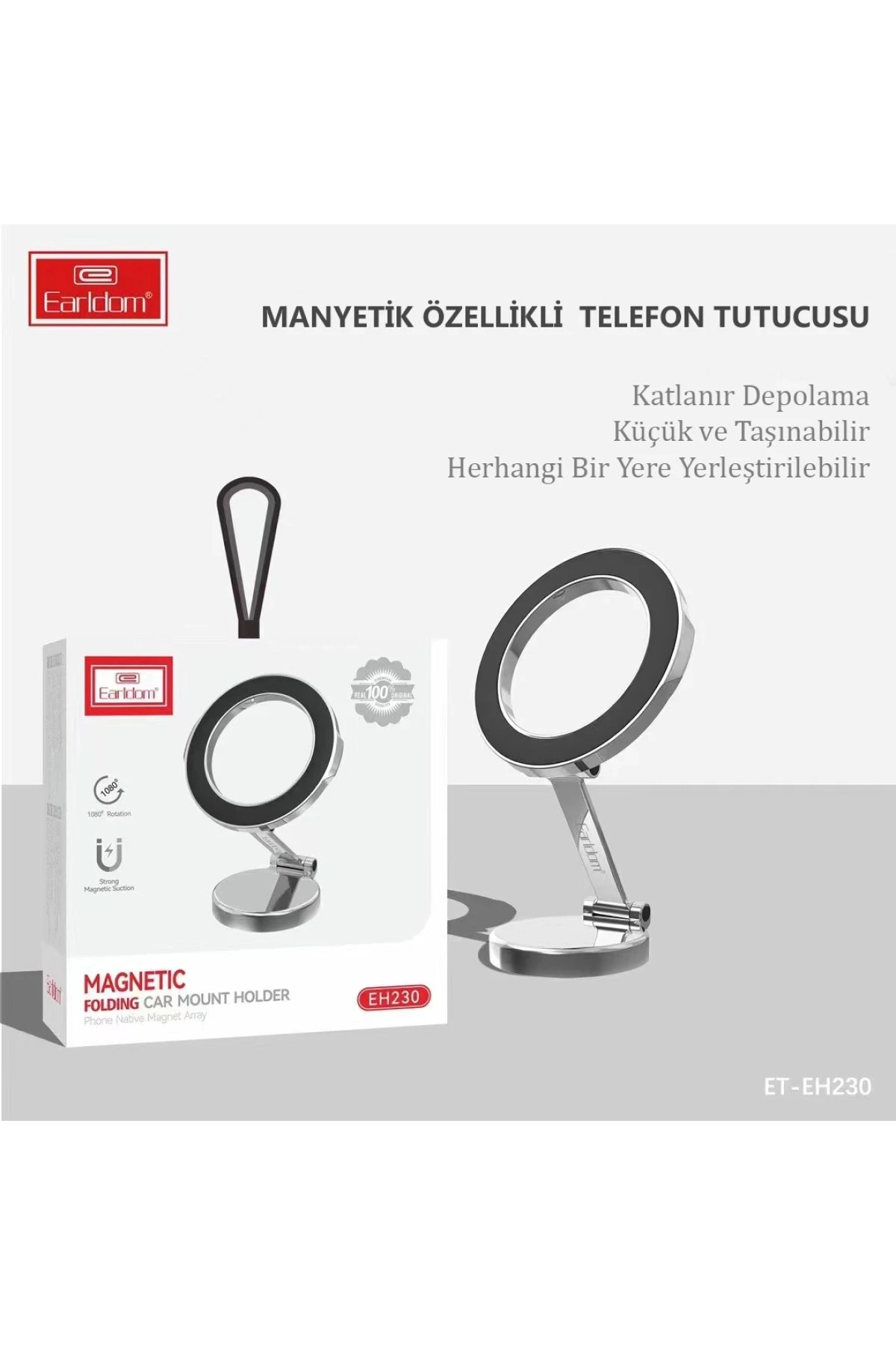 Earldom EH230 360 Derece Ayarlanabilen Yapışkanlı Manyetik Magsafe Araç Tutucu