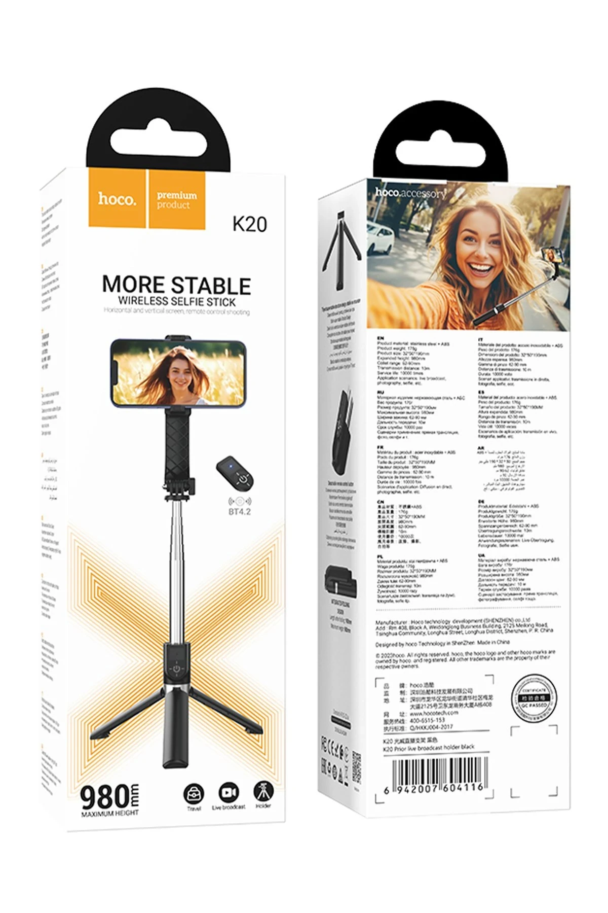 Hoco. K20 BT 4.2 1M Broadcast Holder Selfie Çubuğu