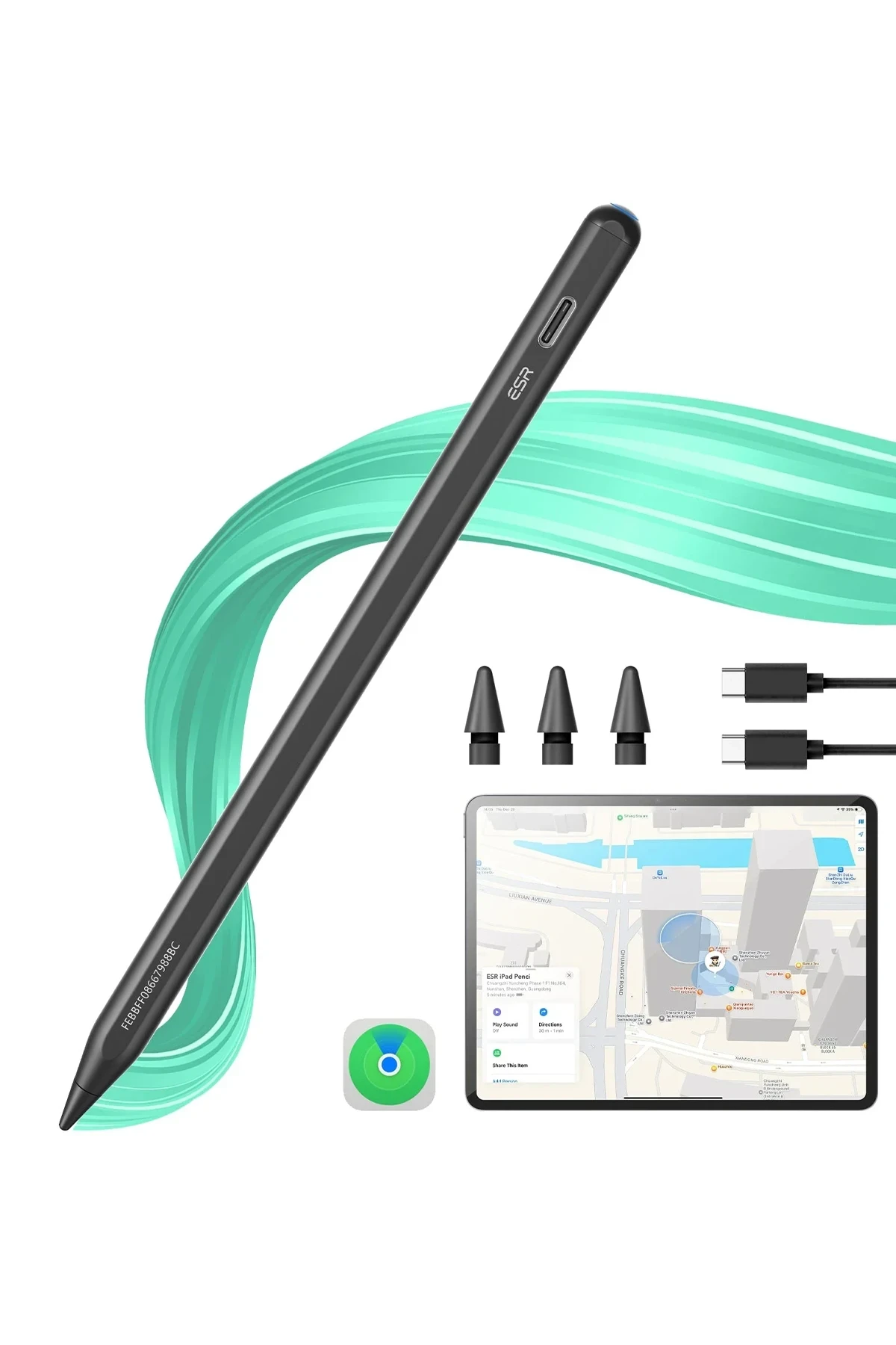 ESR Geo iPad için Apple Find My Özellikli Dijital Dokunmatik Kalem