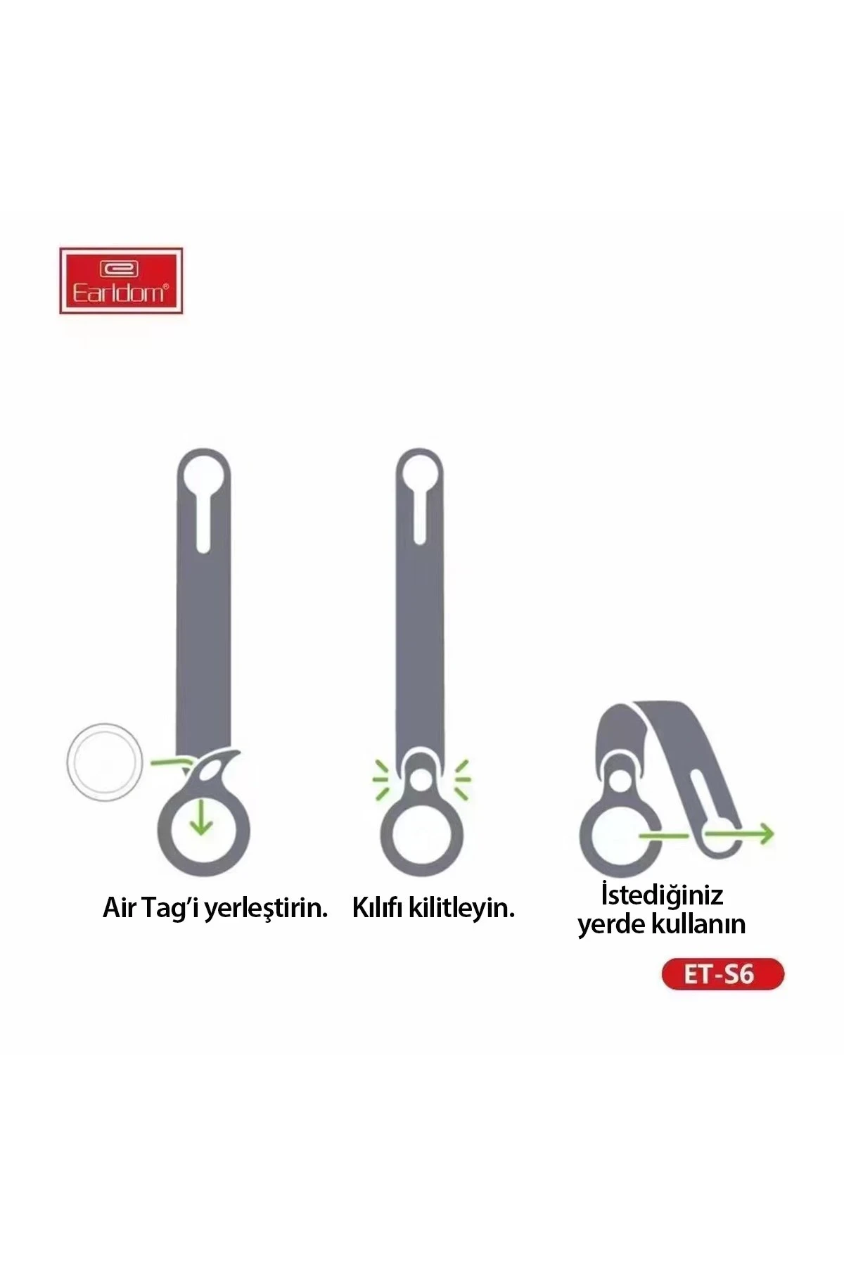 Earldom S6 Kopçalı Silikon Airtag Kılıfı