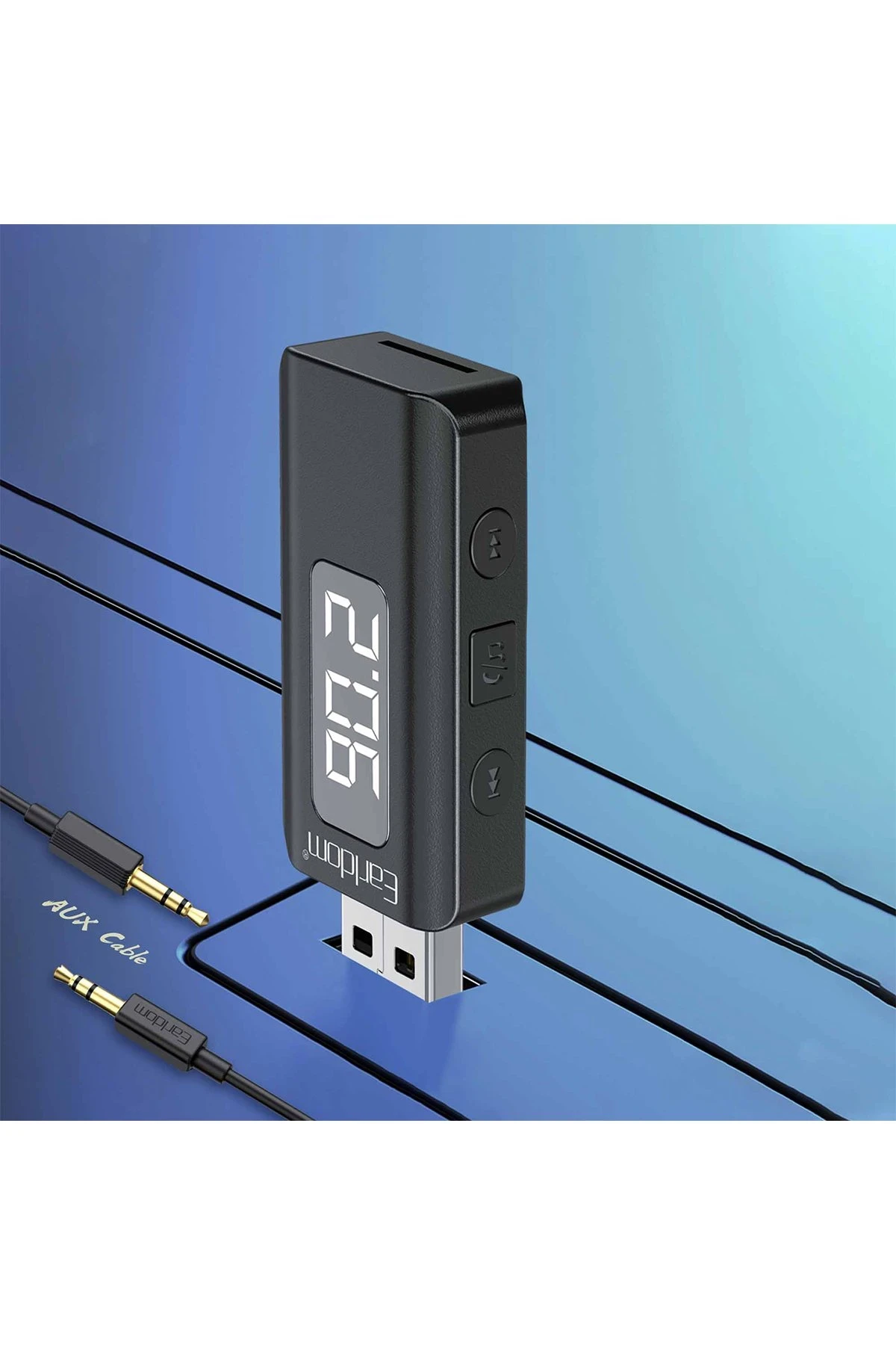 Earldom BR17 BT 5.3 SD Kart ve Aux Çıkışlı Arama Destekli Dijital Ekranlı 2in1 USB FM Transmitter