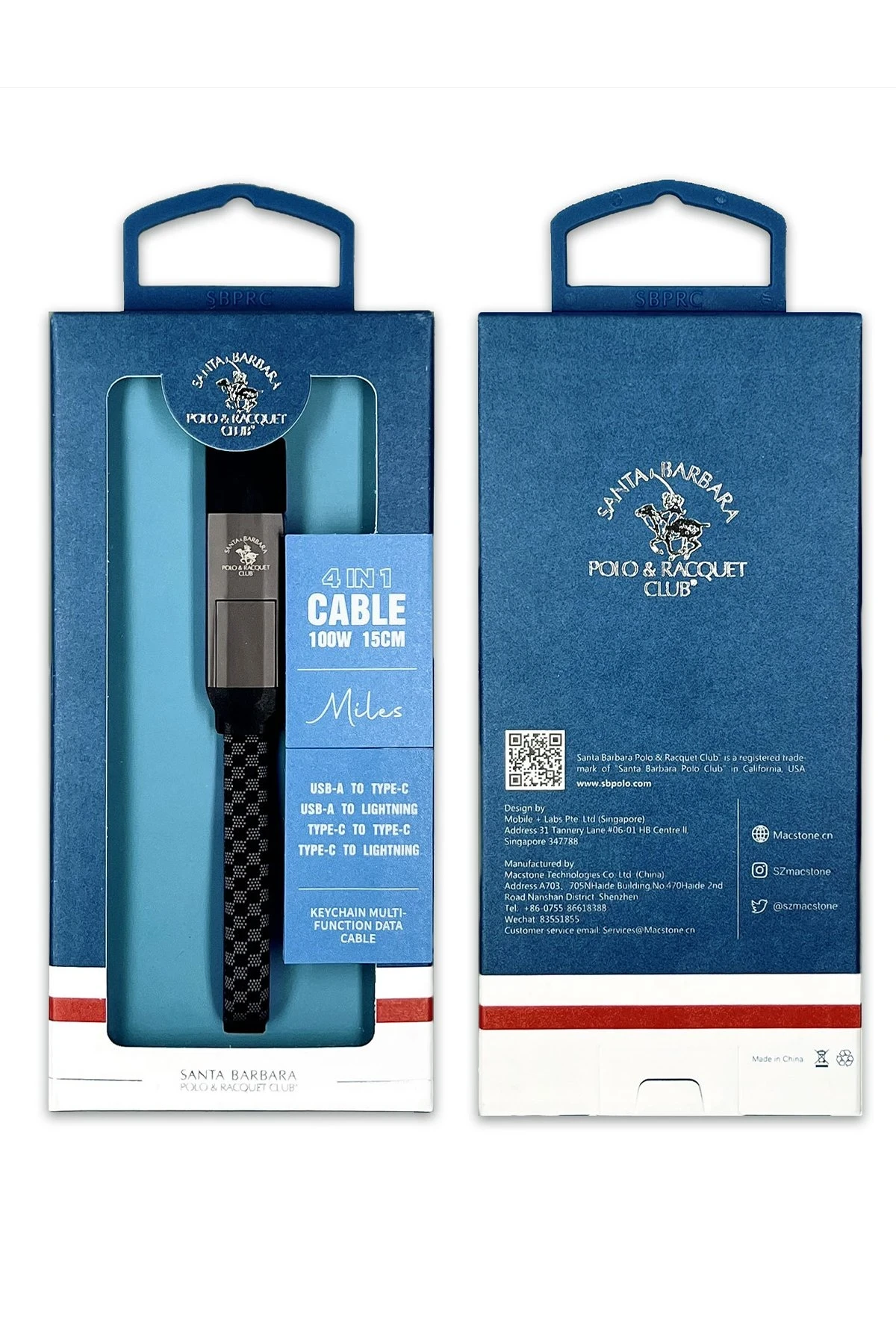Santa Barbara Polo Racquet Club Miles 15cm 100W 4in1 PD Data Şarj Kablosu