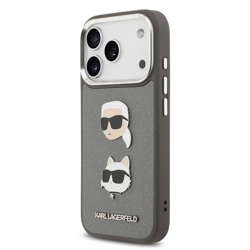 Apple iPhone 17 Pro Kılıf Karl Lagerfeld Orjinal Lisanslı Metal Logolu K&C Heads Pin Kapak