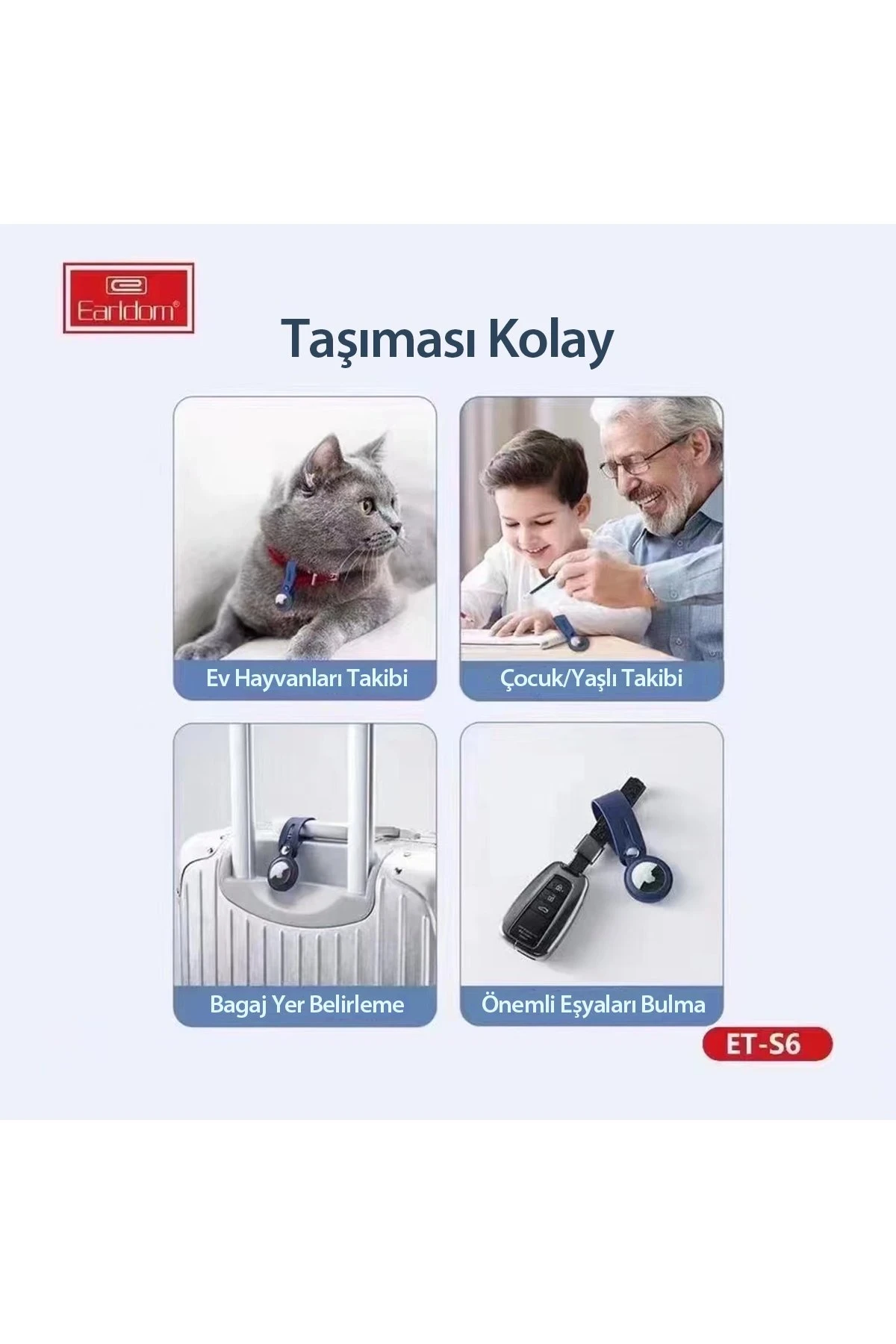 Earldom S6 Kopçalı Silikon Airtag Kılıfı